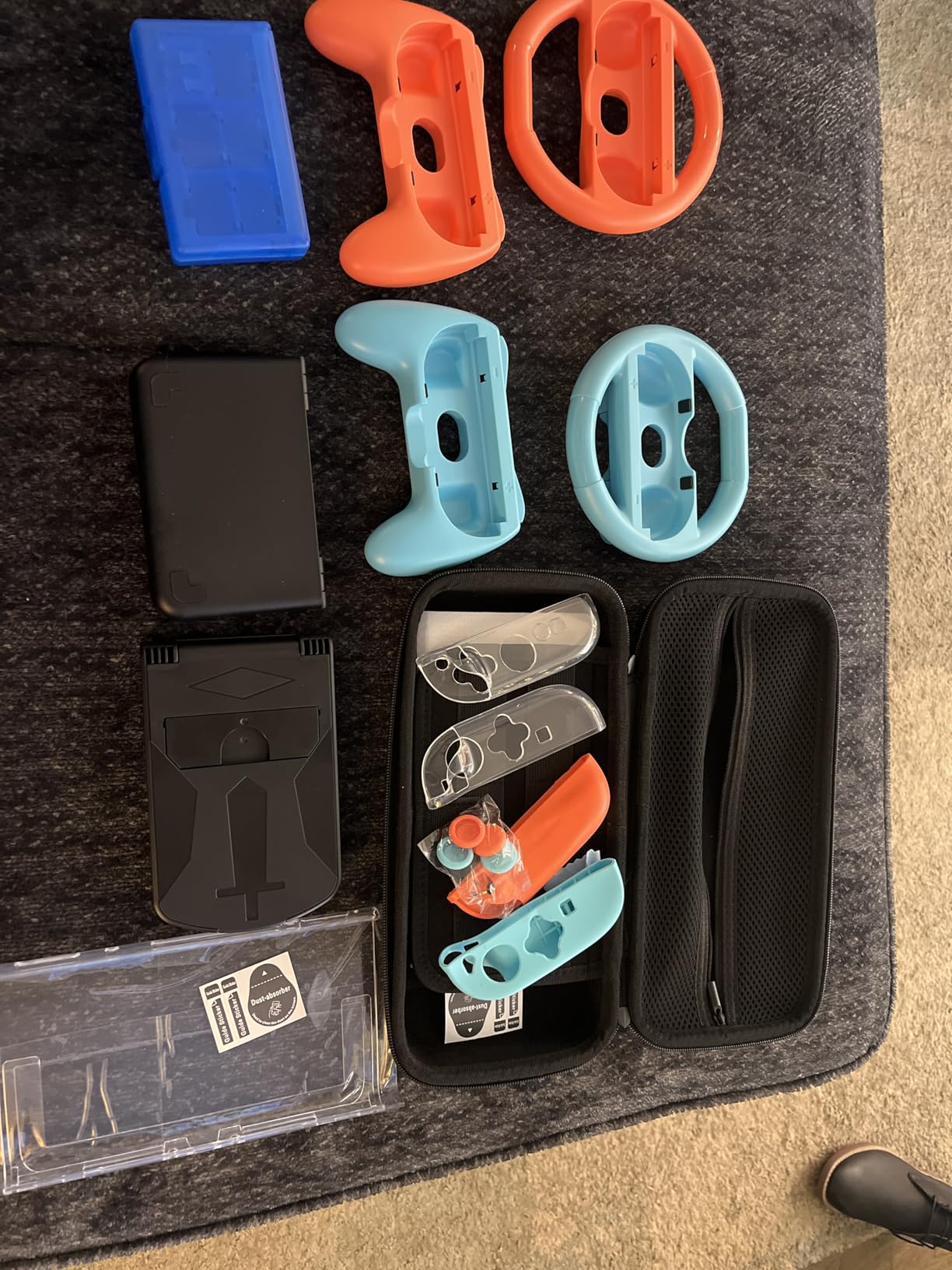 Switch Accessories Bundle for Nintendo Switch: Carrying Case, Screen Protector, Joycon Grips, Steering Wheels, Charging Dock, Playstand and More (23 in 1) customer photo 1