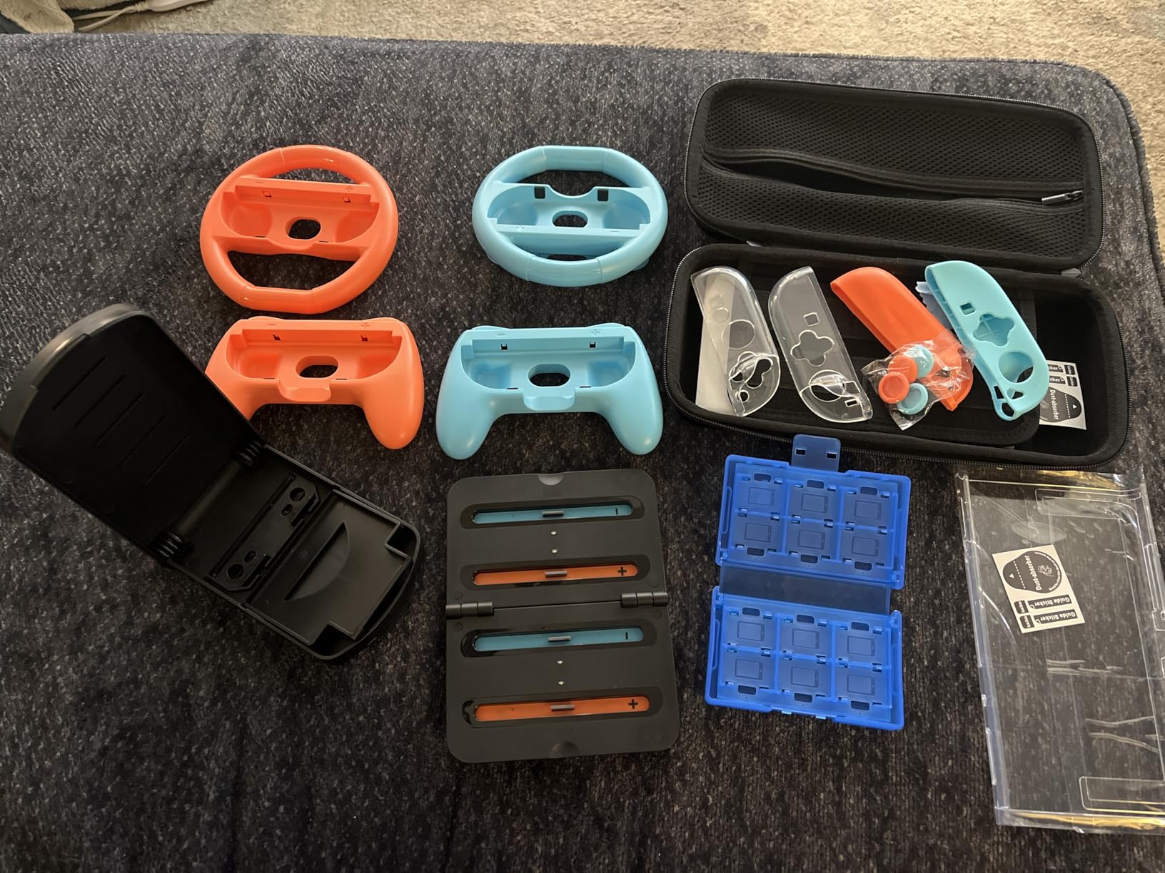 Switch Accessories Bundle for Nintendo Switch: Carrying Case, Screen Protector, Joycon Grips, Steering Wheels, Charging Dock, Playstand and More (23 in 1) customer photo 2