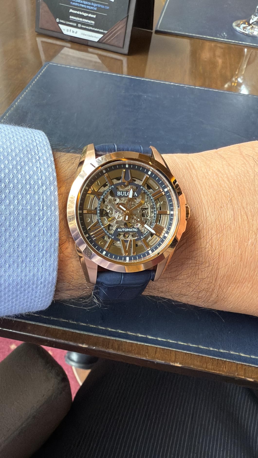 Bulova Men's Classic Sutton 3-Hand 21-Jewel Automatic Watch, Skeleton Dial, 100M Water Resistant, 43mm customer photo 1