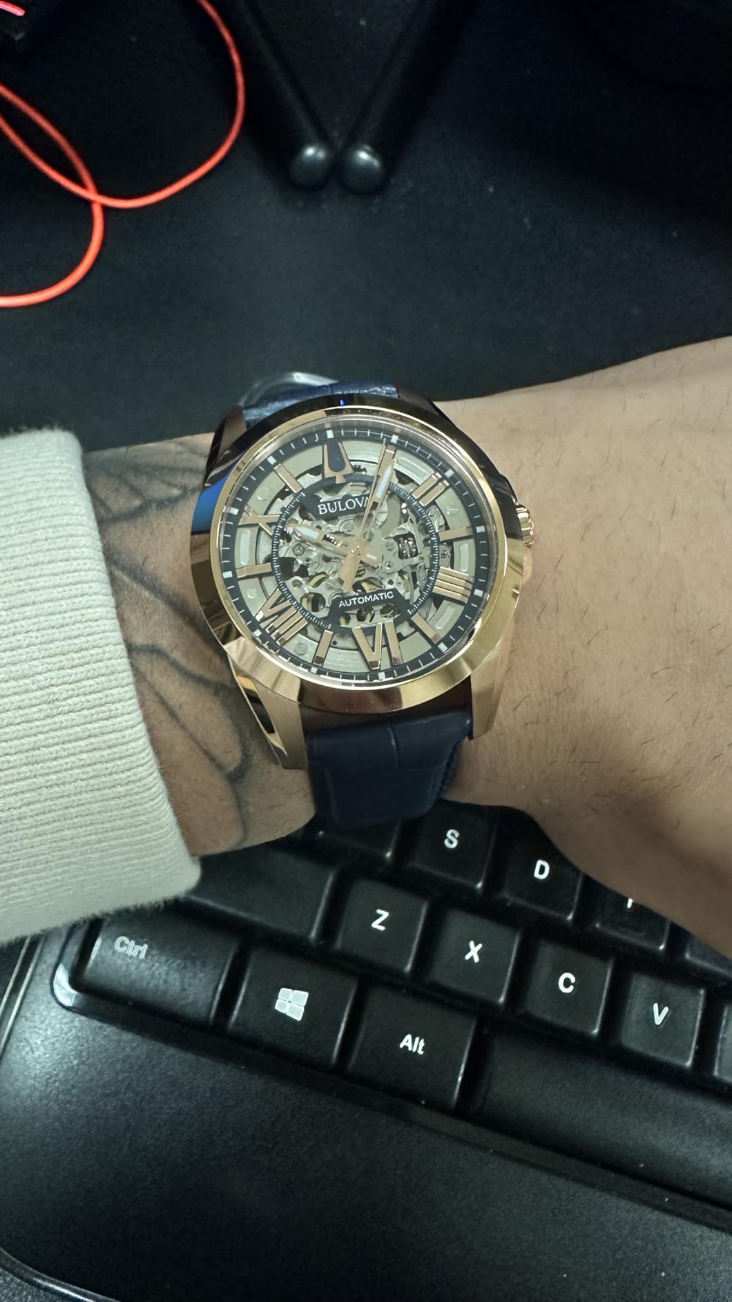 Bulova Men's Classic Sutton 3-Hand 21-Jewel Automatic Watch, Skeleton Dial, 100M Water Resistant, 43mm customer photo 2