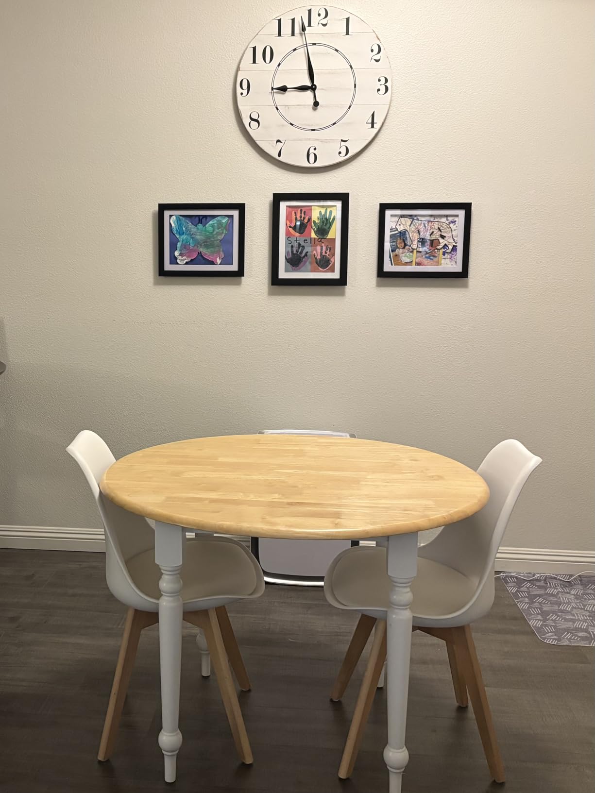 LSSBOUGHT Mid Century Modern Dining Chairs, Shell Lounge Plastic Side Chair with Soft Padded and Wooden Legs, Set of 2, White customer photo 2