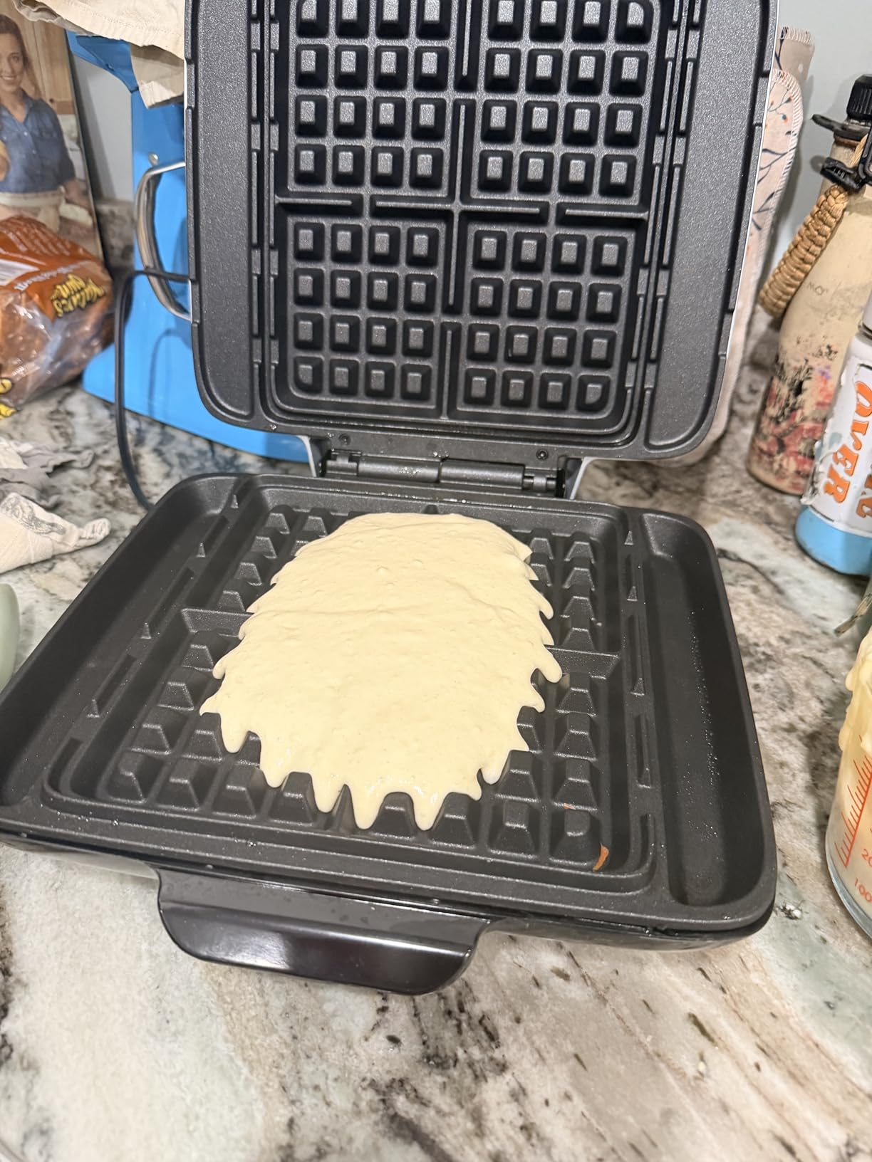 Dash No-Drip Waffle Maker - Makes Four Waffles at Once for Hassle-Free Breakfasts - Dual Nonstick Heating Plates & Quick Heat-Up System - Easy-Release Surface - Silver customer photo 1