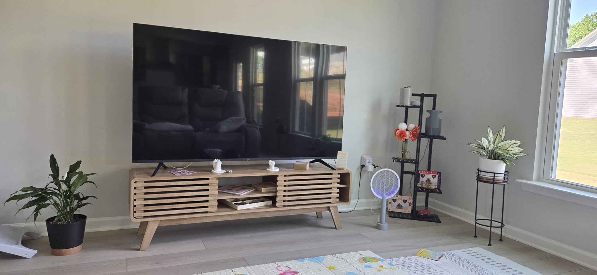 mopio Ensley TV Stand, Mid Century Modern for 55/60/65 inch TV, Farmhouse TV Stand, Entertainment Center with Storage, Media Console, Walnut, 59 inch Low customer photo 1