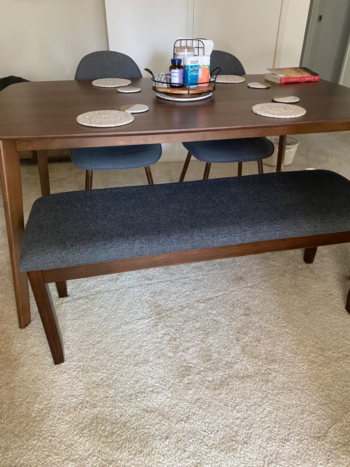 Giantex Dining Room Bench with Upholstered Padded Seat, 660lbs Capacity, 47.5