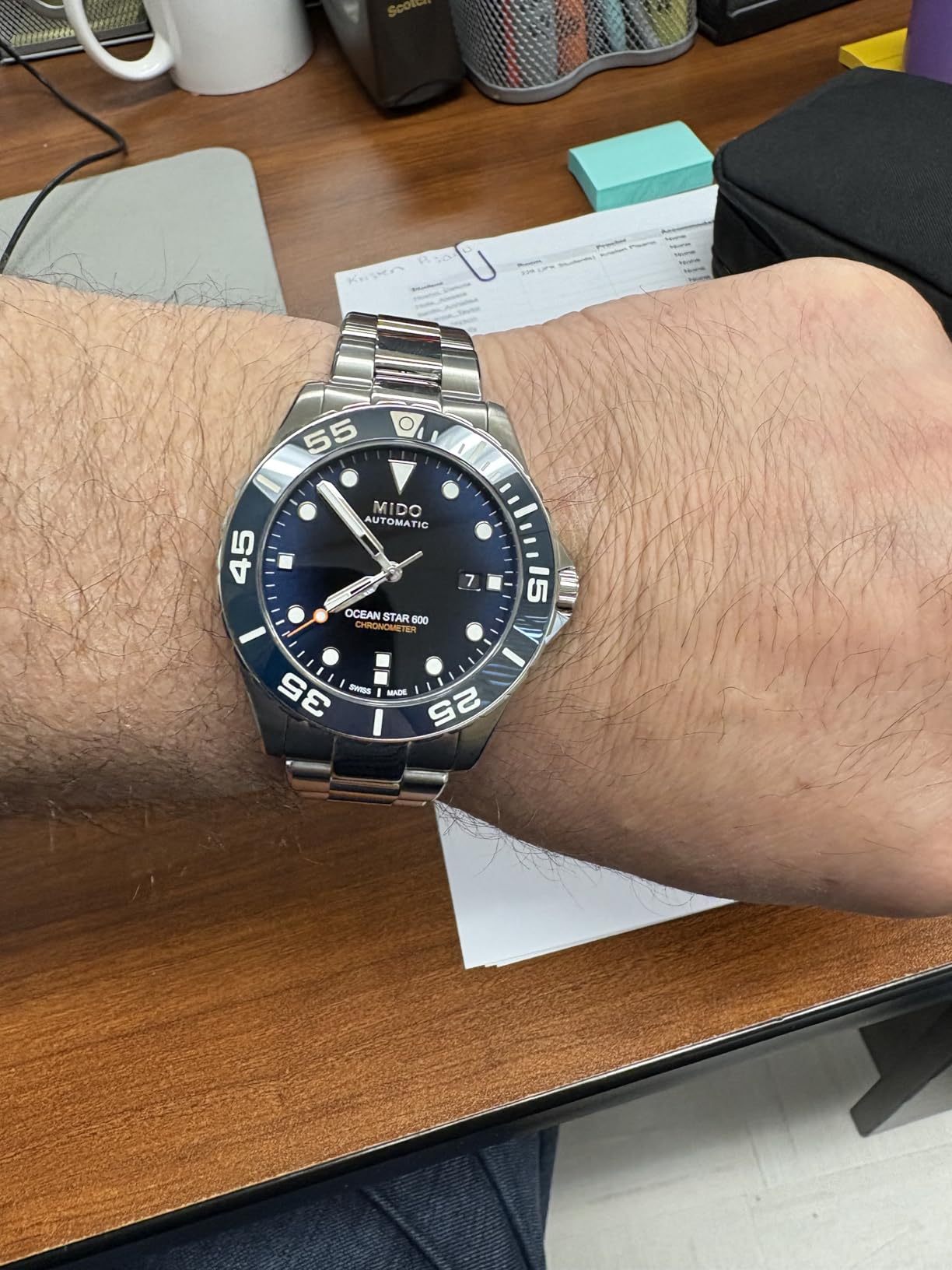 MIDO Ocean Star 600 Chronometer - Swiss Automatic Watch for Men - 43.5mm Stainless Steel Case with Rotating Ceramic Bezel - Stainless Steel Bracelet with Folding Clasp and Diving Extension customer photo 2