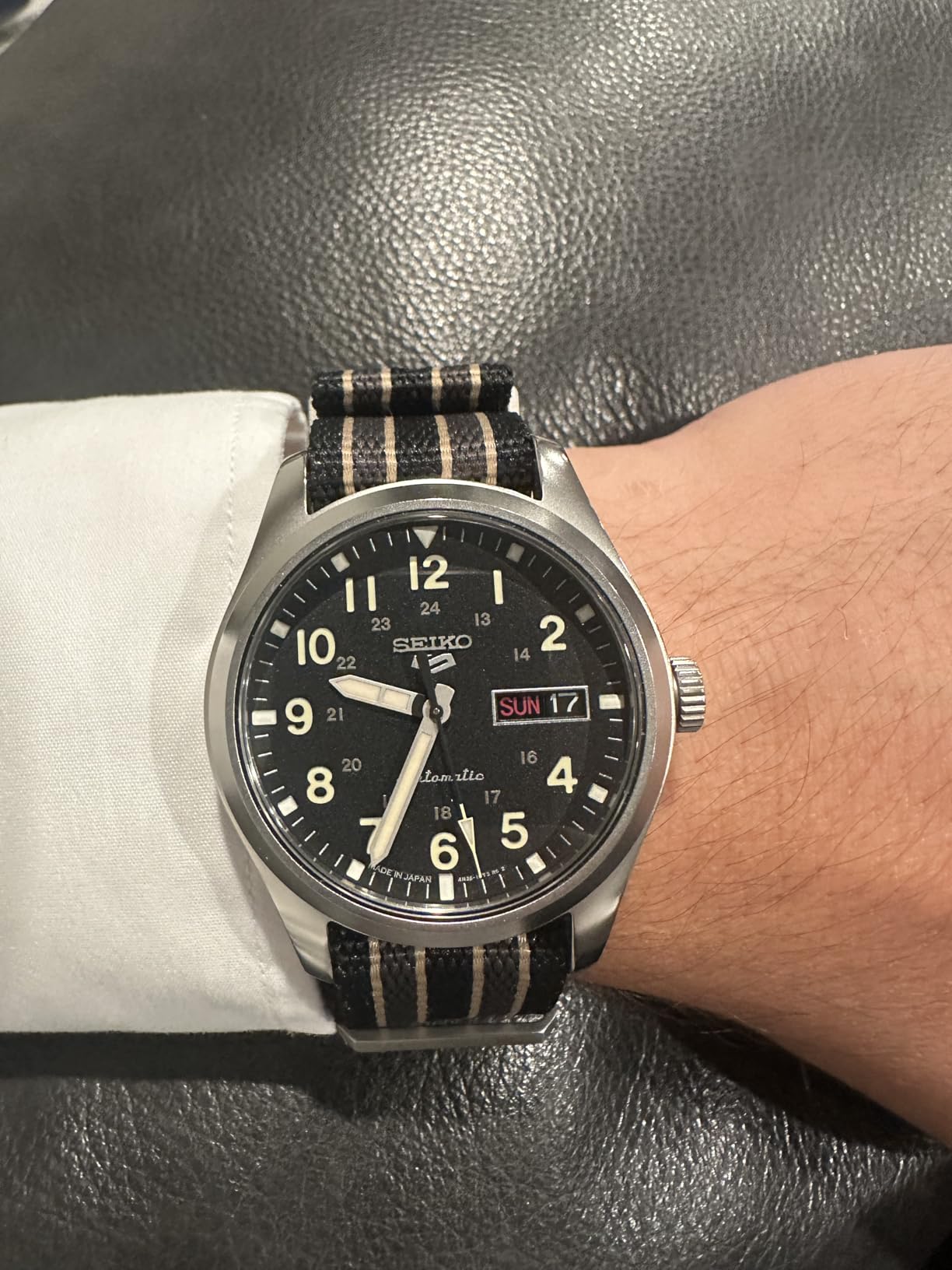Seiko Men's SRPG35 Watch, Black Dial, 41-Hour Power Reserve, Stainless Steel Case, Nylon Strap customer photo 1