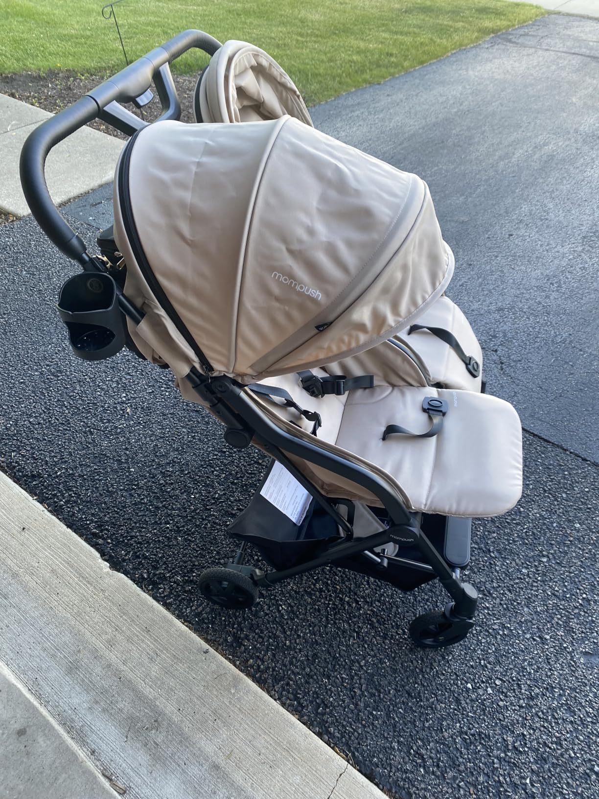 Mompush Lithe Double Stroller for Infant and Toddler, Lightweight Side by Side Twin Stroller, Only 25 lbs, 30-Inch Slim Fit Through Doorways, One-Step Fold customer photo 1