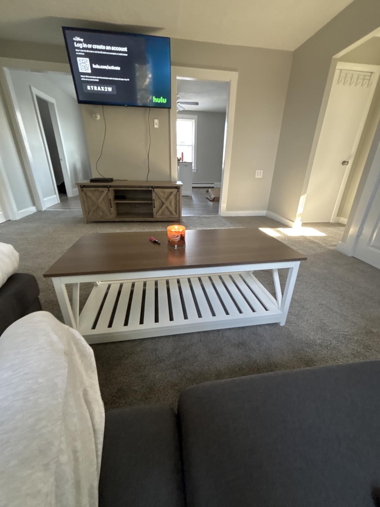 ChooChoo Farmhouse Coffee Table, Rustic Vintage Living Room Table with Shelf, 40 Espresso customer photo 1