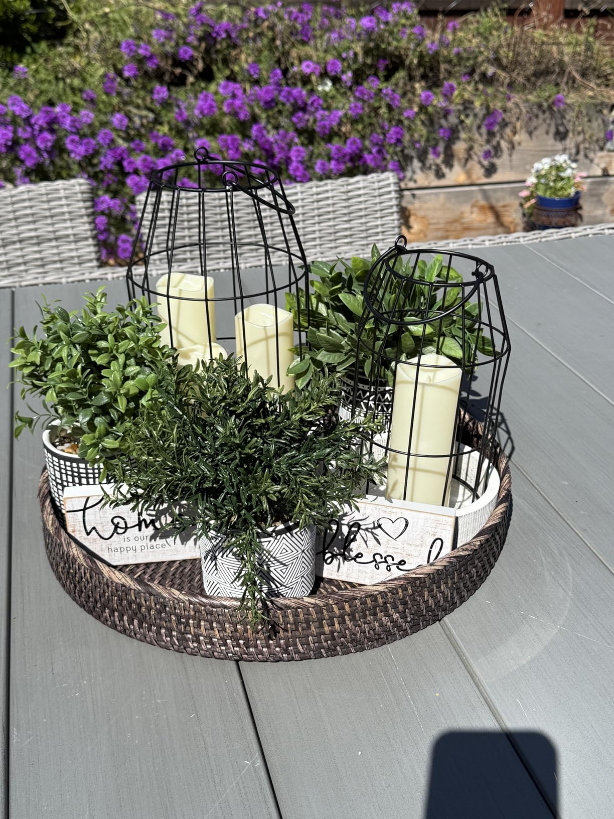Rustic Farmhouse Lantern Decor Set of 2 - Stylish Decorative Lanterns for Your Living Room, Patio & Porch or Kitchen Dining Table - Modern Indoor/Outdoor Coffee Table Decor for Your Entire Home customer photo 1
