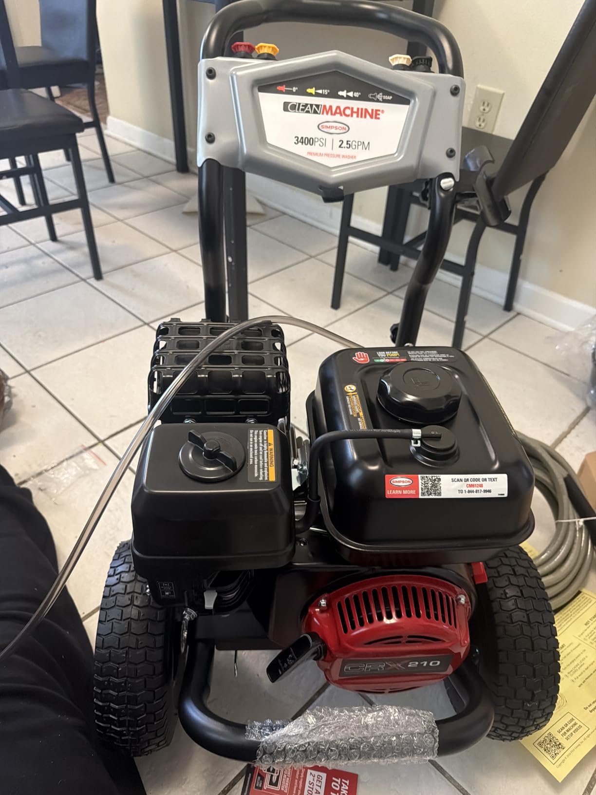 Simpson 3400 PSI Gas Pressure Washer and 15-Inch Surface Cleaner, 2.5 GPM Residential Power Washer, 25' Hose, Clean Machine (CM61248-S) customer photo 1