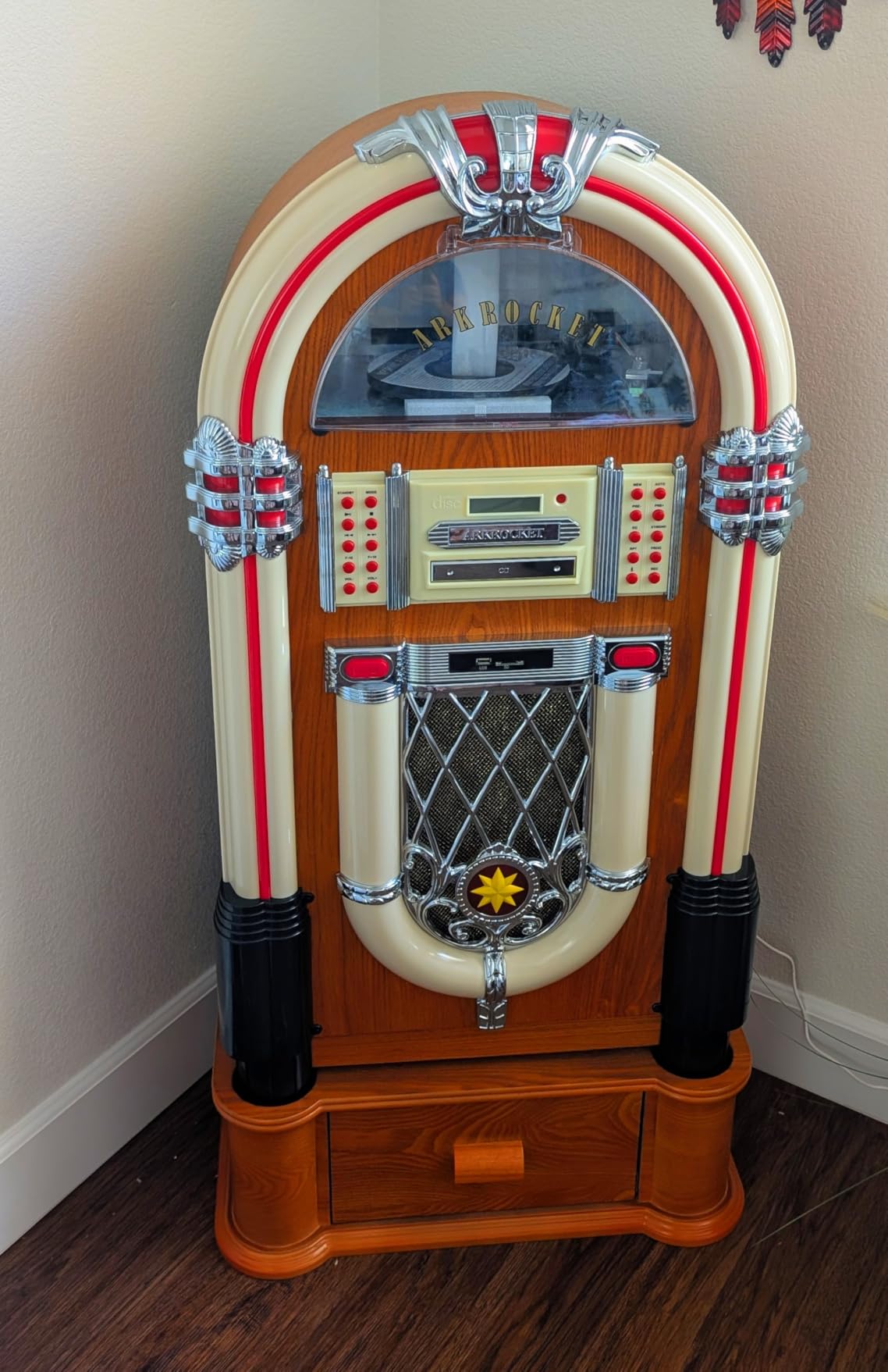 Arkrocket Full Size Jukebox Vinyl Record Player Bluetooth USB SD CD Player Radio Retro Turntable Classic Jukebox (Taurus + Stand - Classic) customer photo 2