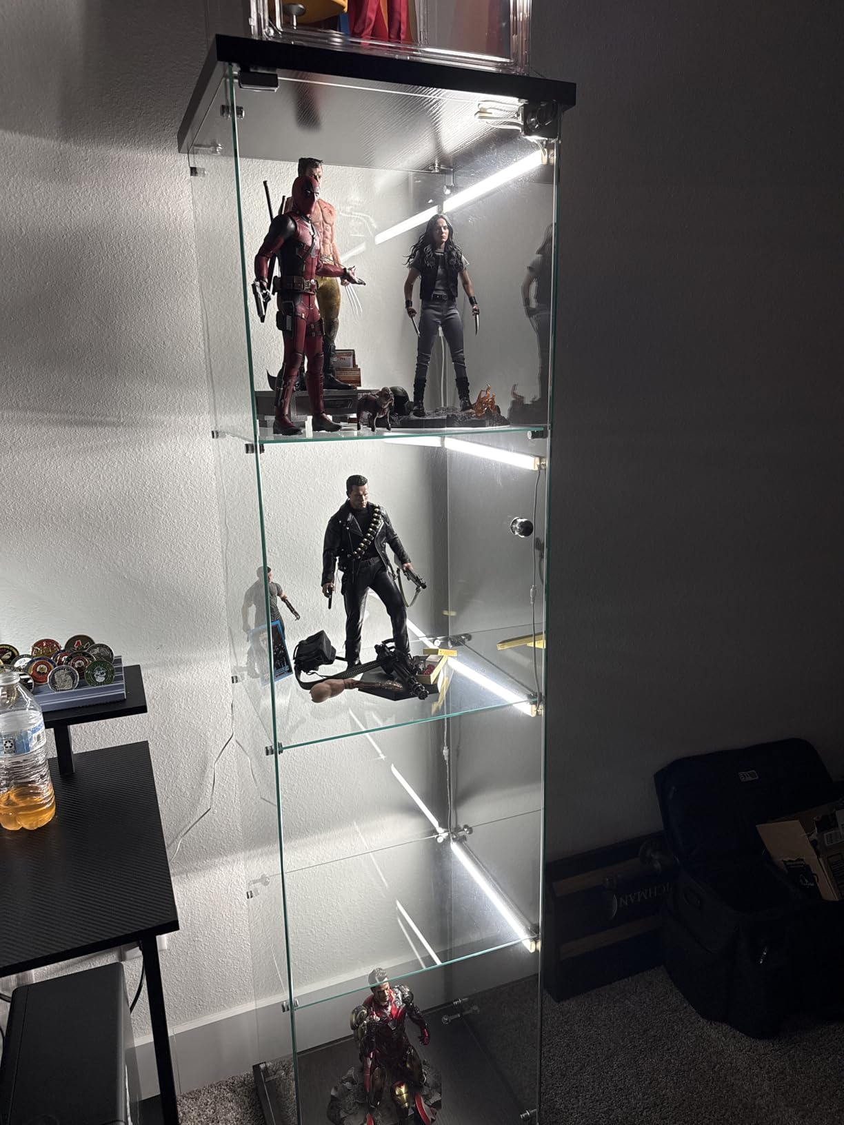 Beauty4U Glass Display Cabinet with 4 Shelves, Curio Cabinets for Living Room, Bedroom, Office, White Floor Standing Glass Bookshelf, Quick Installation customer photo 1