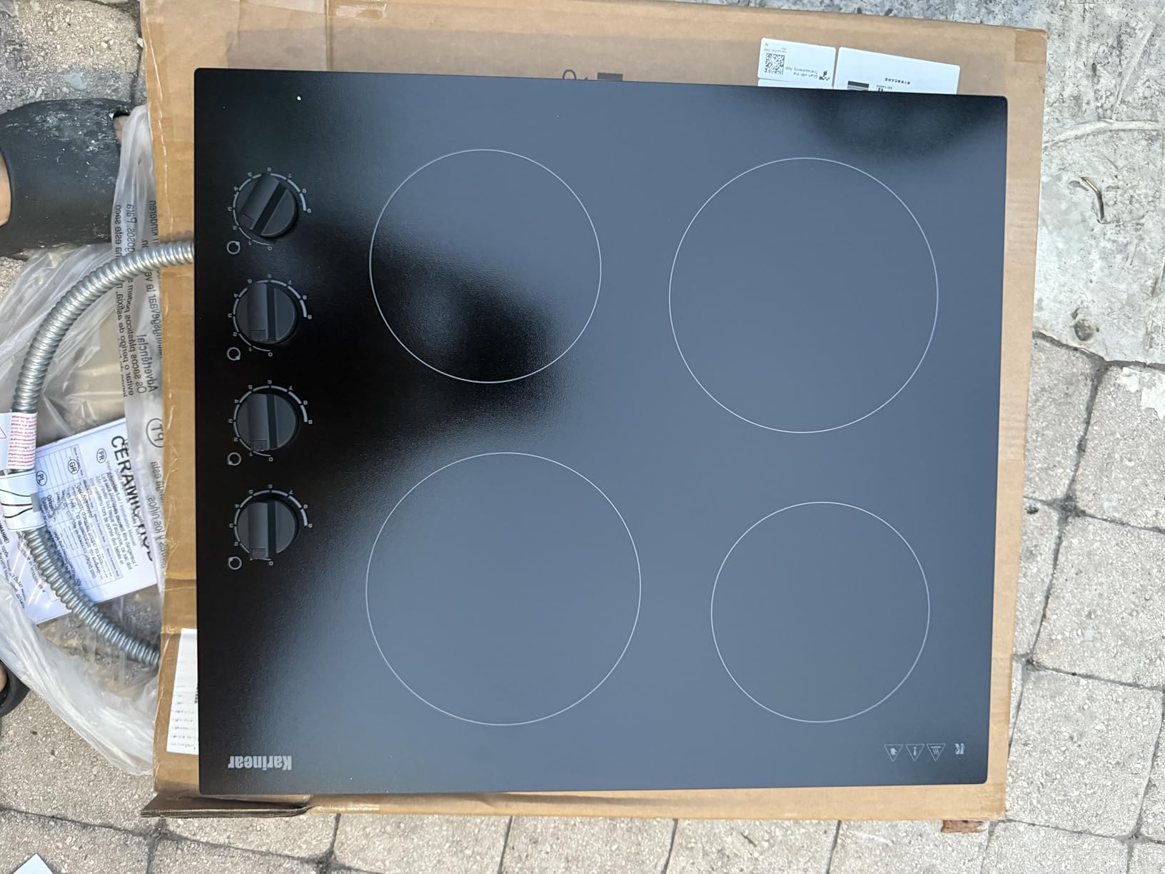 Karinear 30 Inch Electric Cooktop 4 Burners, Knob Control Built-in Ceramic Cooktop, 30