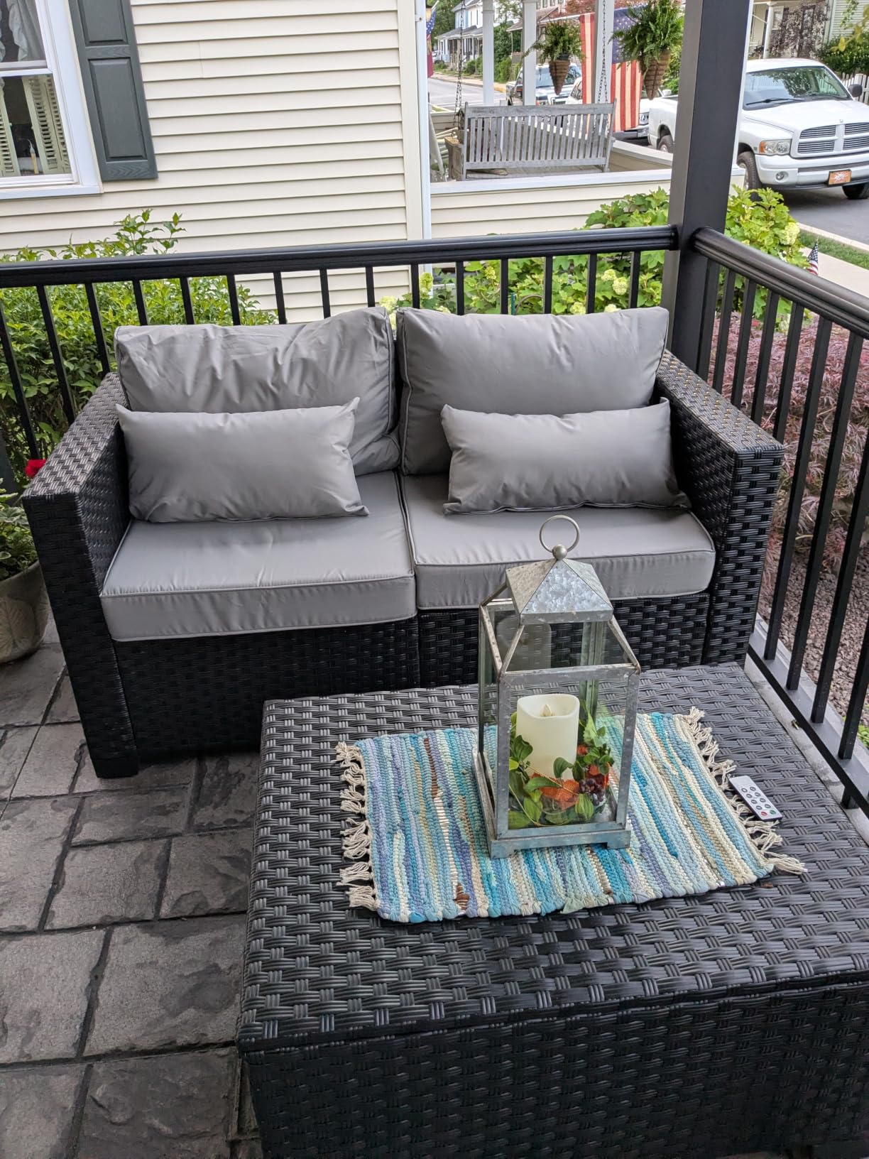 Rattaner 5-Piece Patio Furniture Sofa Set Outdoor Wicker Sectional Couch with Storage Table Non-Slip Cushions Furniture Covers, Grey customer photo 1