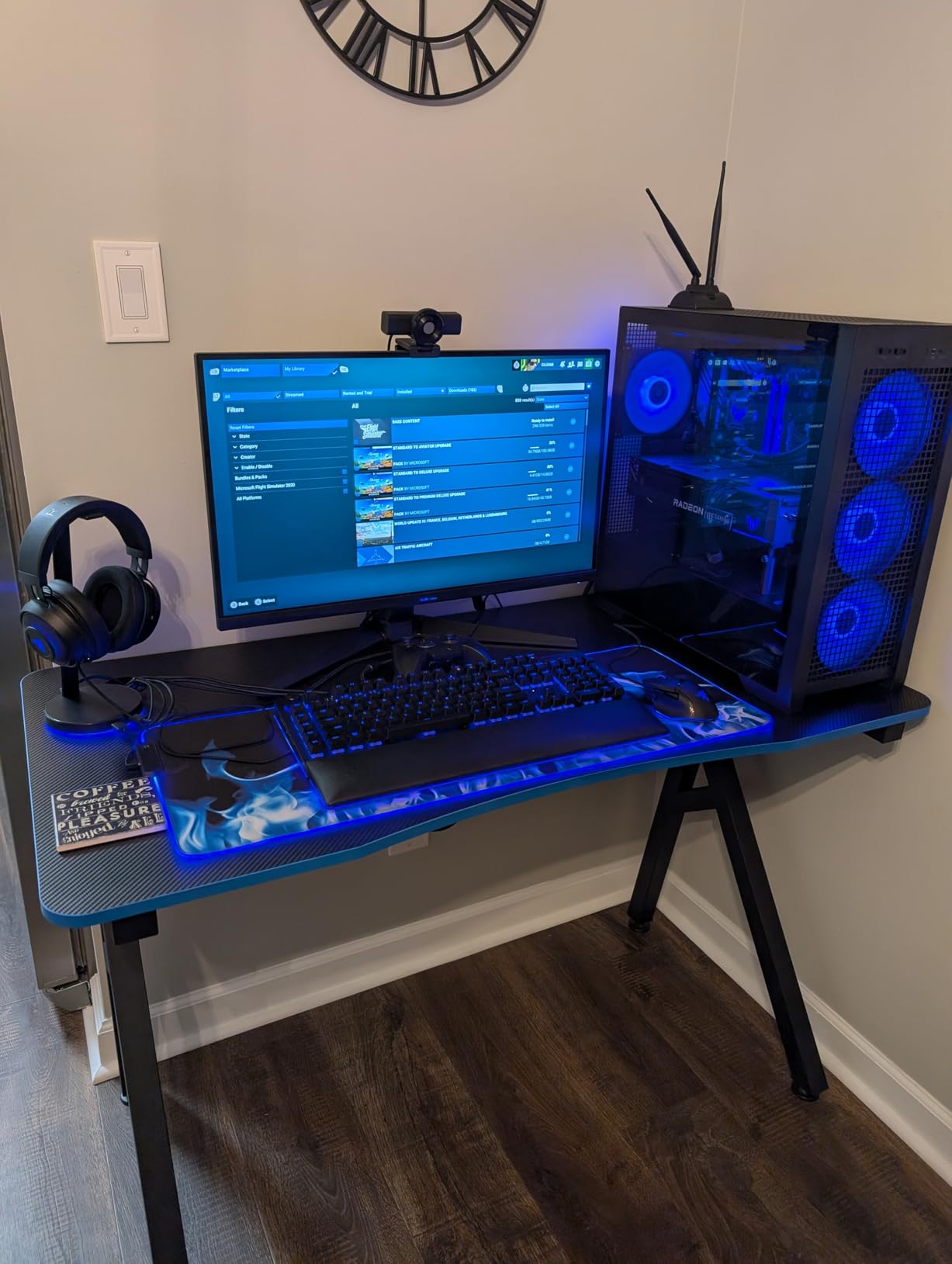 BestOffice Gaming Desk Z Shaped 47 inch Gaming Workstation Ergonomic Gaming Table PC Computer Desk with Headphone Hook customer photo 2