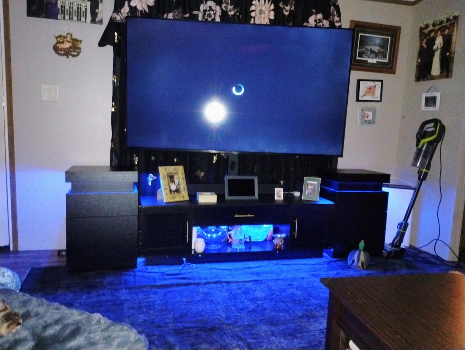 ADORNEVE Nightstand with Charging Station and LED Lights, Night Stand with Sliding Top, Bedside Table with Drawers, Modern End Side Table for Bedroom, Black customer photo 1
