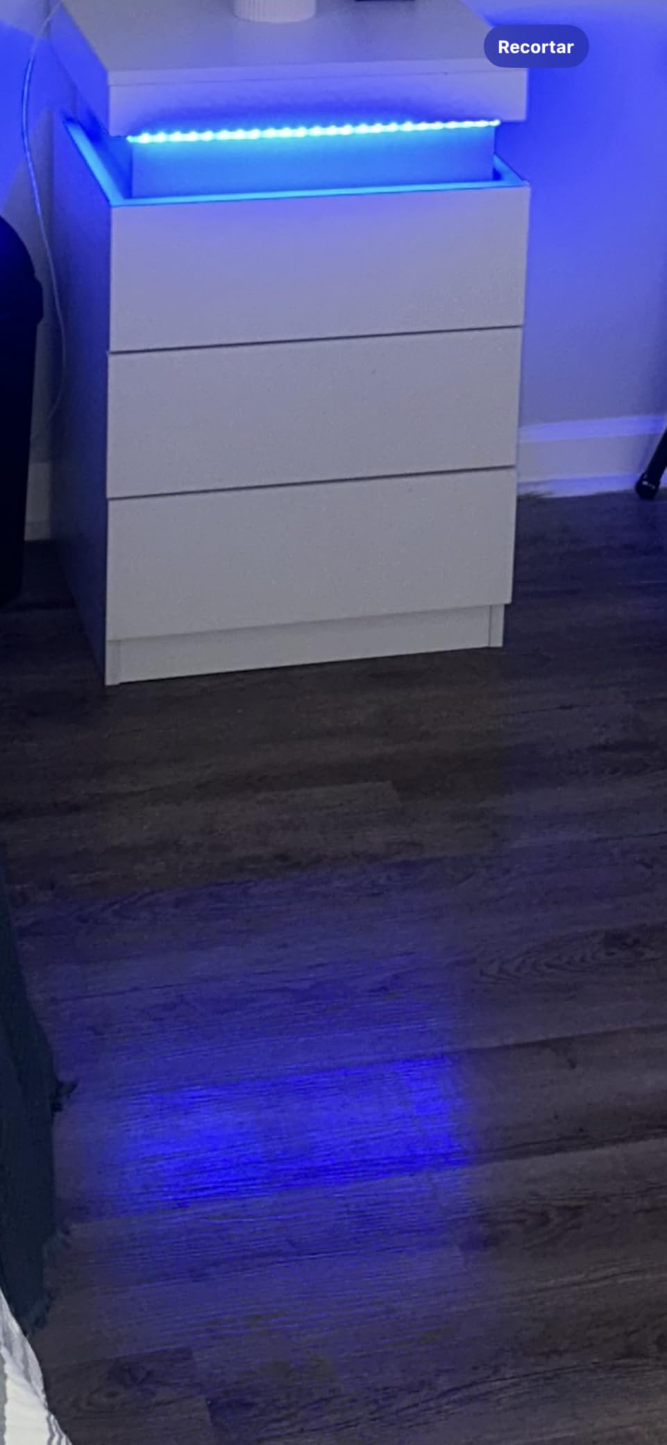 ADORNEVE Nightstand with Charging Station and LED Lights, Night Stand with Sliding Top, Bedside Table with Drawers, Modern End Side Table for Bedroom, Black customer photo 2