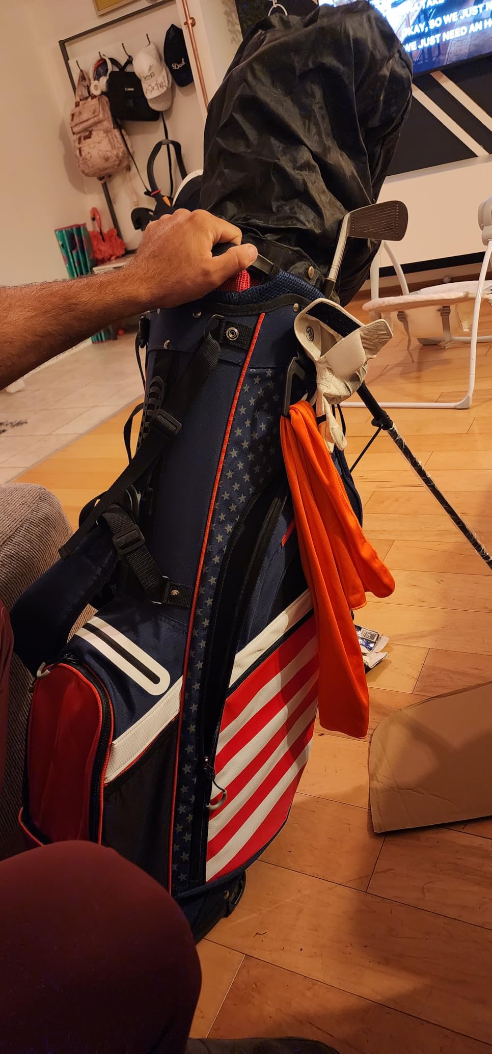 BOBOPRO Golf Stand Bag, Lightweight 14 Way Top Dividers Golf Carry Bag with 8 Pockets, USA Stars & Stripes Golf Bag for Golf Club Golf Cart for Men & Women customer photo 2