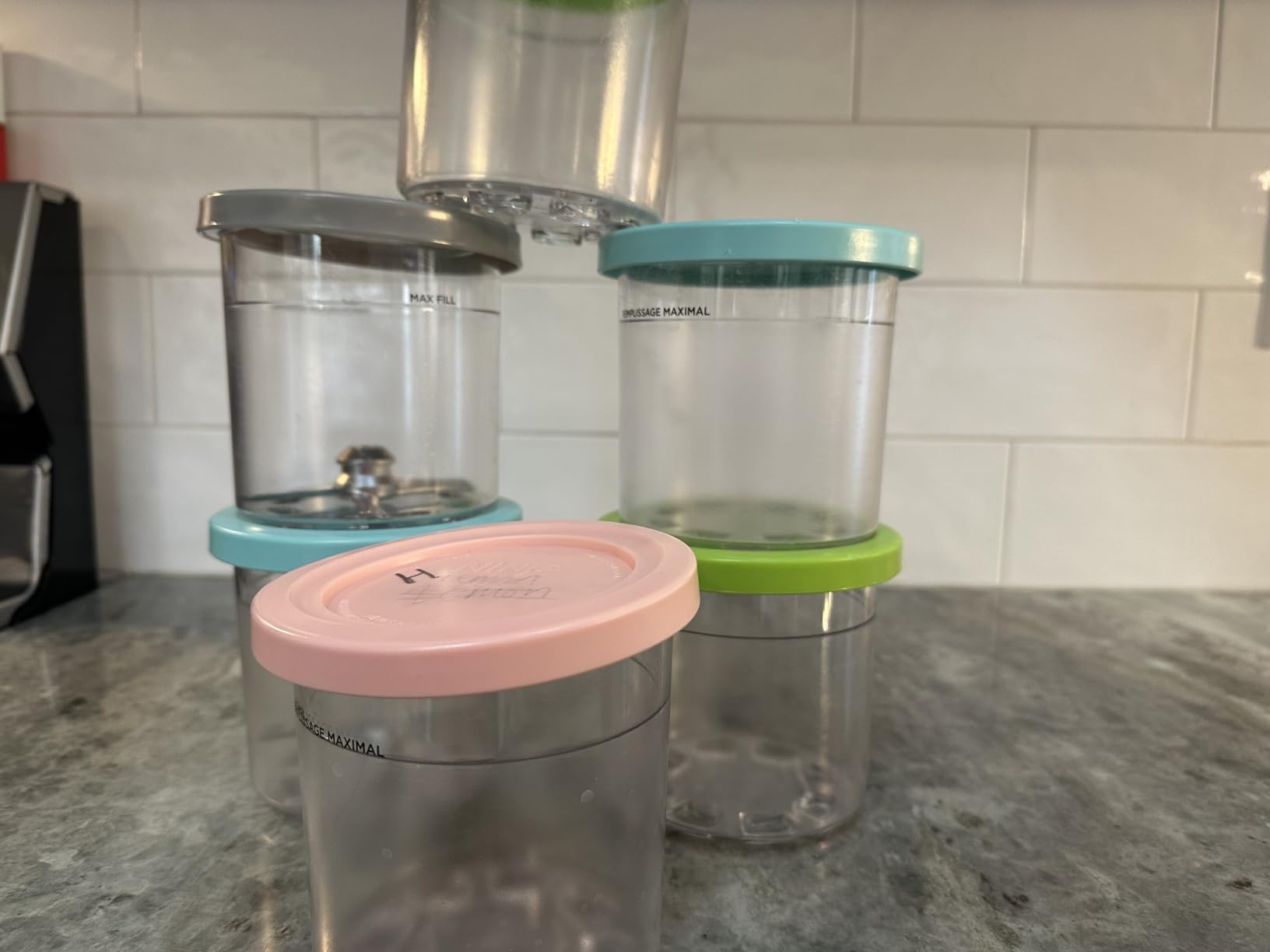 CREAMi Original Pints 2 Pack, Compatible with NC299AMZ & NC300s Series CREAMi Ice Cream Makers, BPA-Free & Dishwasher Safe, Color Lids, 1 Pint Each, Clear/Lime/Aqua, XSKPLID2CD customer photo 1