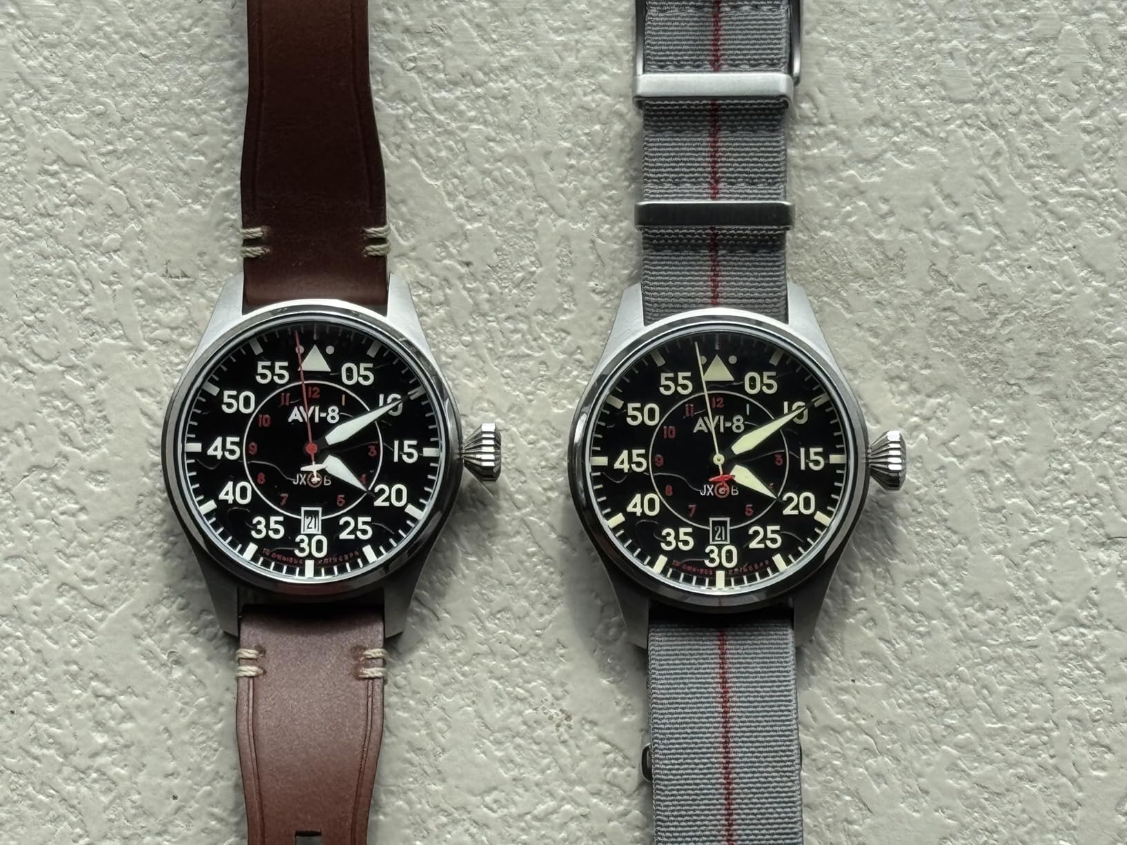 Aviator Hawker Hurricane Men's Pilot Watch - Japan Automatic Movement, 3 Hands & Date, 46mm Stainless Steel Case, Leather Strap, AV-4097 - Clowes customer photo 2