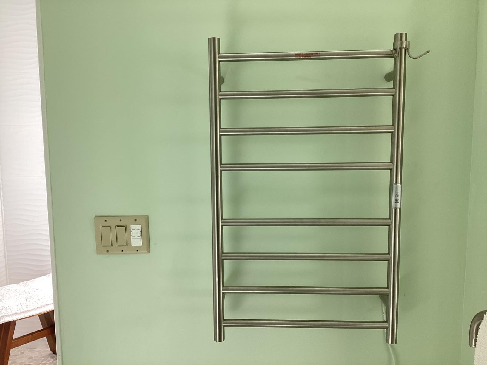 8-Bar Towel Warmer Plug-in Hardwired 3 Modes Brushed Steel 21