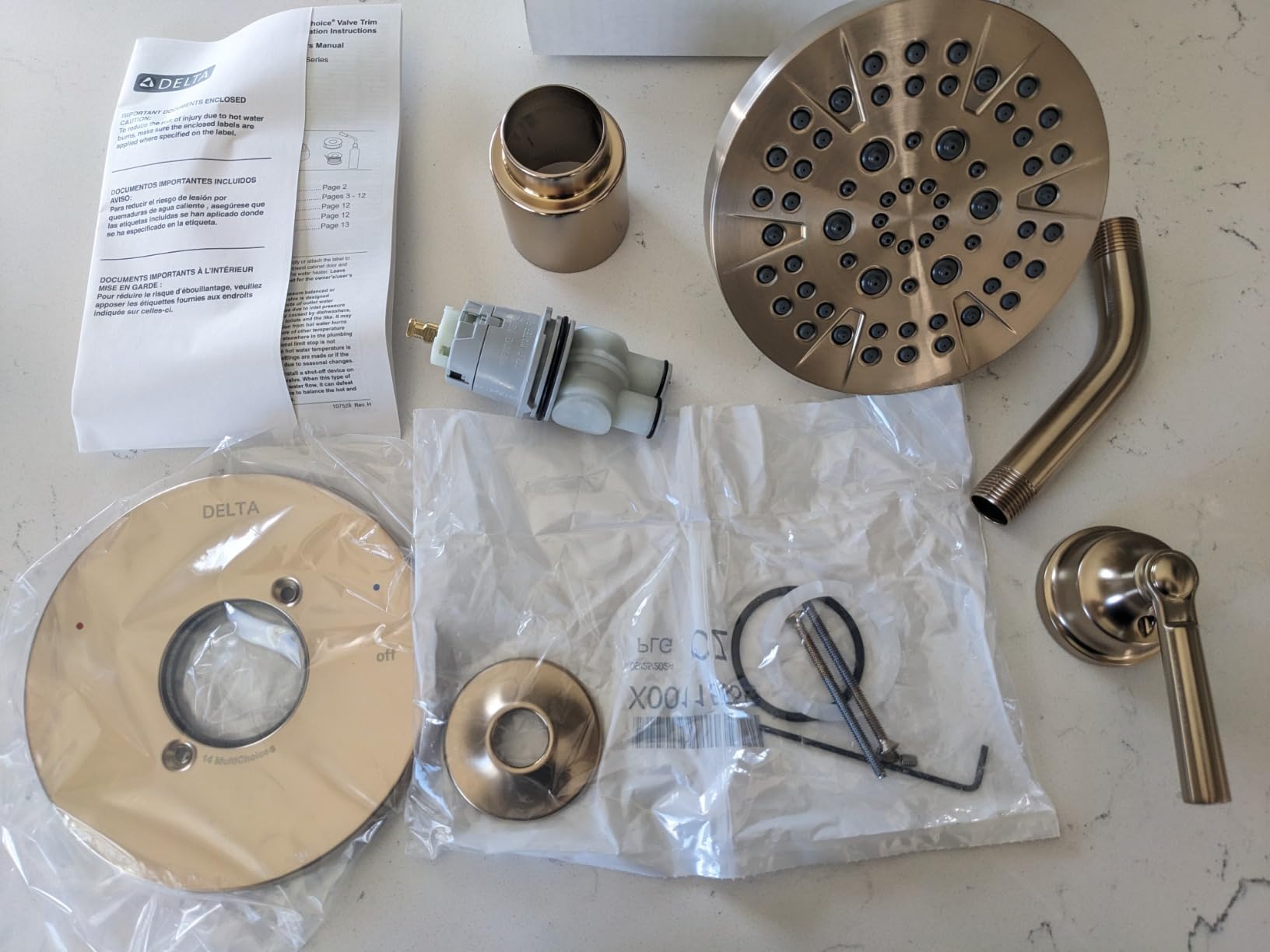 Delta Saylor 14 Series 5-Setting Shower Faucet Set, Brushed Gold Shower Head and Handle Set, Valve Trim Kit, Champagne Bronze T14235-CZ (Valve Not Included) customer photo 2