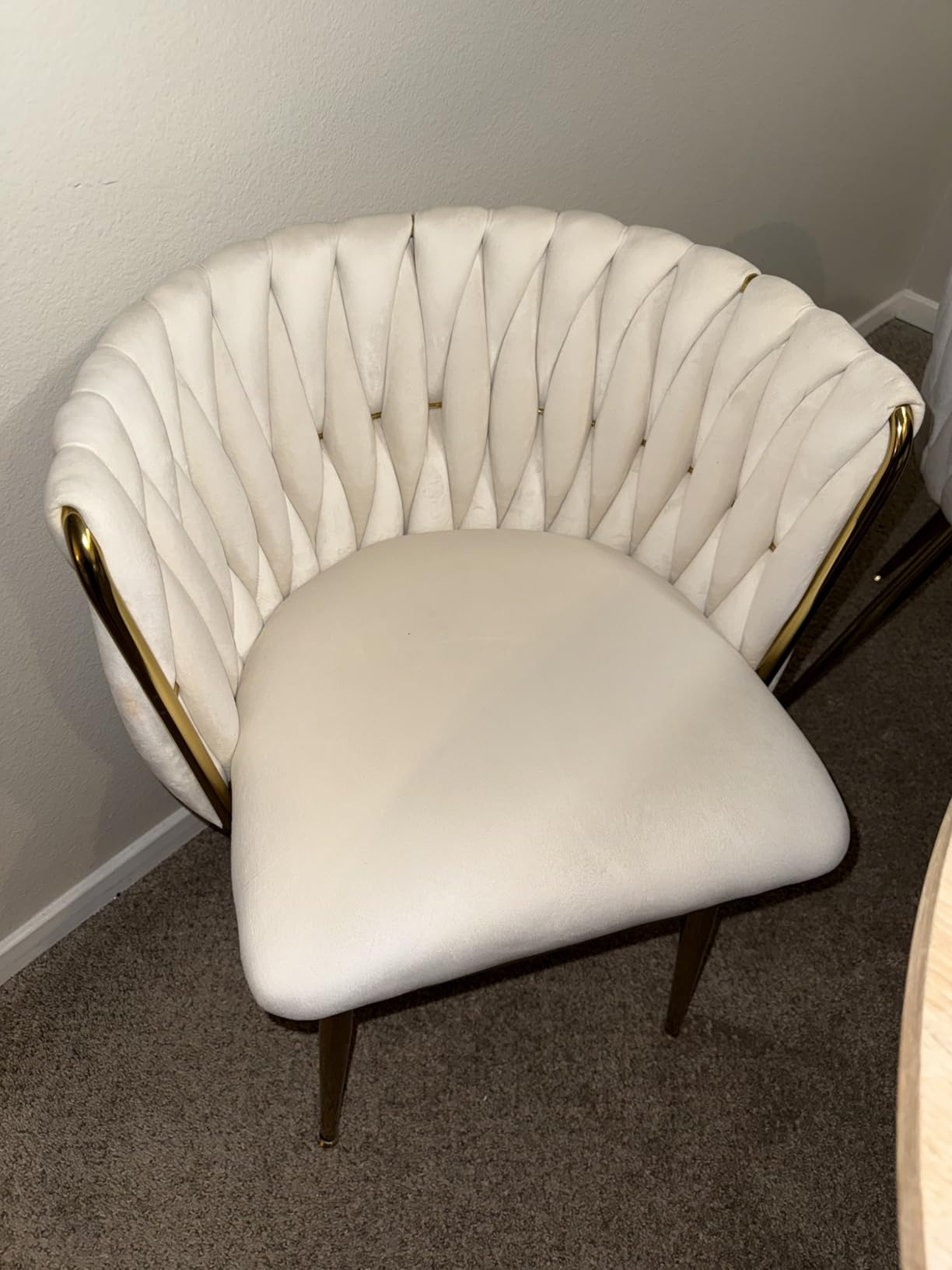 Nrizc Velvet Dining Chairs Set of 2, Woven Upholstered Dining Chairs with Gold Metal Legs, Modern Accent Chairs for Living Room, Dining Room, Kitchen customer photo 1