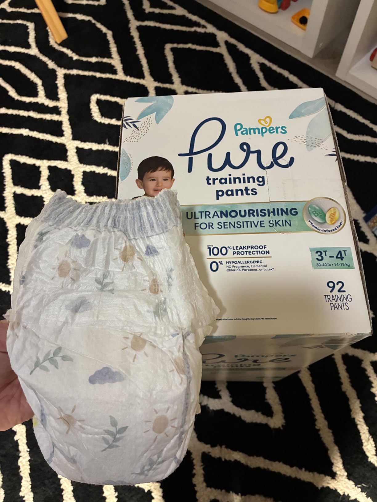 Pampers Pure Protection Training Underwear, Unisex, Size 3T4T, 92 Count, Premium, Hypoallergenic, Soft, Absorbent customer photo 1