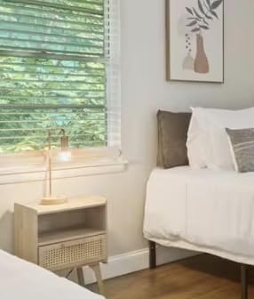 Lerliuo Rattan Nightstand, Boho Side Table with Drawer Open Shelf, Cane Accent Bedside End Table with Solid Wood Legs for Bedroom, Dorm and Small Spaces (Natural) customer photo 1