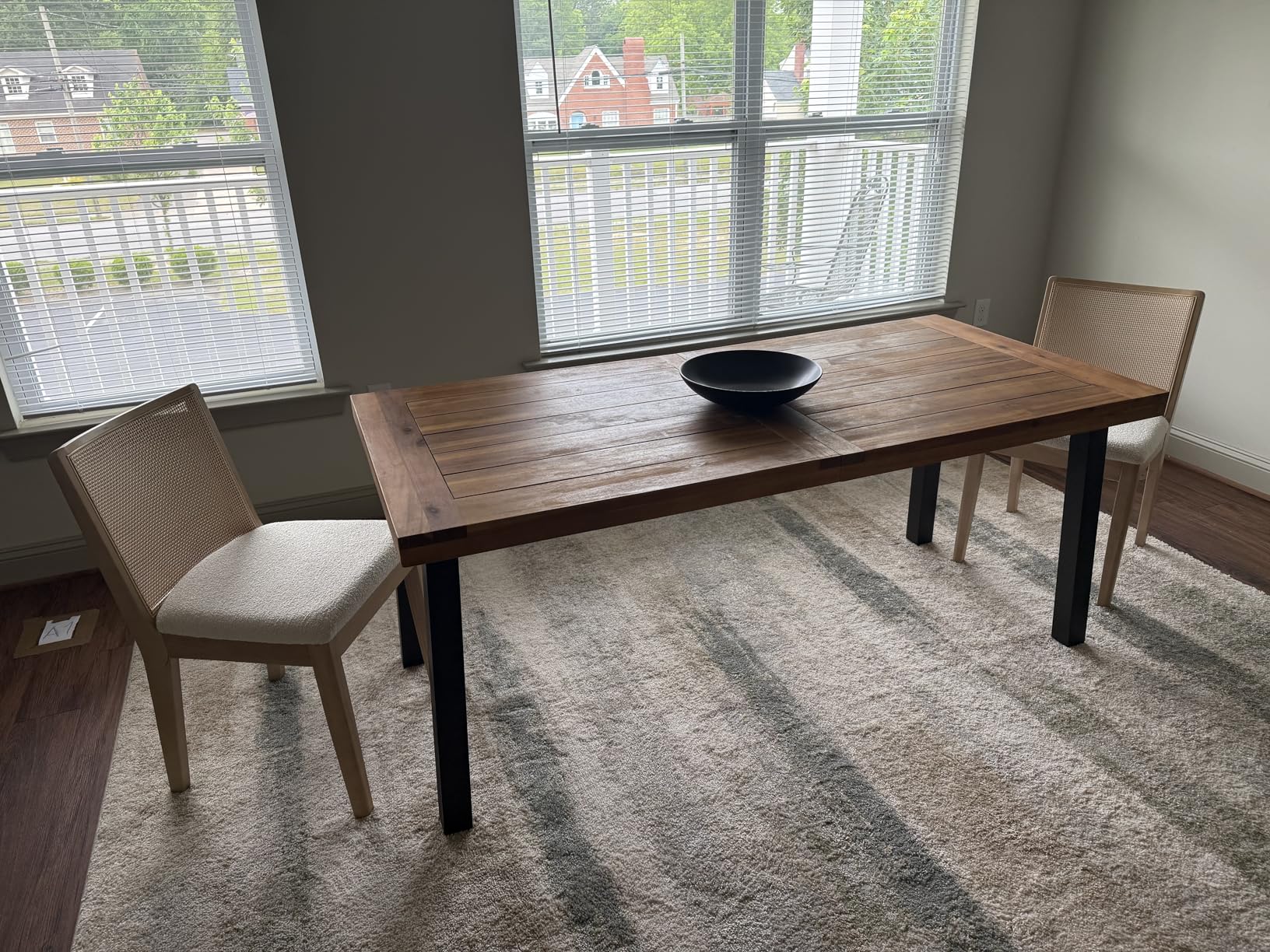 Devoko Home Acacia Wood Dining Table 6-Person Indoor Outdoor Table with Iron Legs, Sandblast Finish, Natural Stained, Rustic Metal, 69 x 33 x 30 inch (Natural) customer photo 2