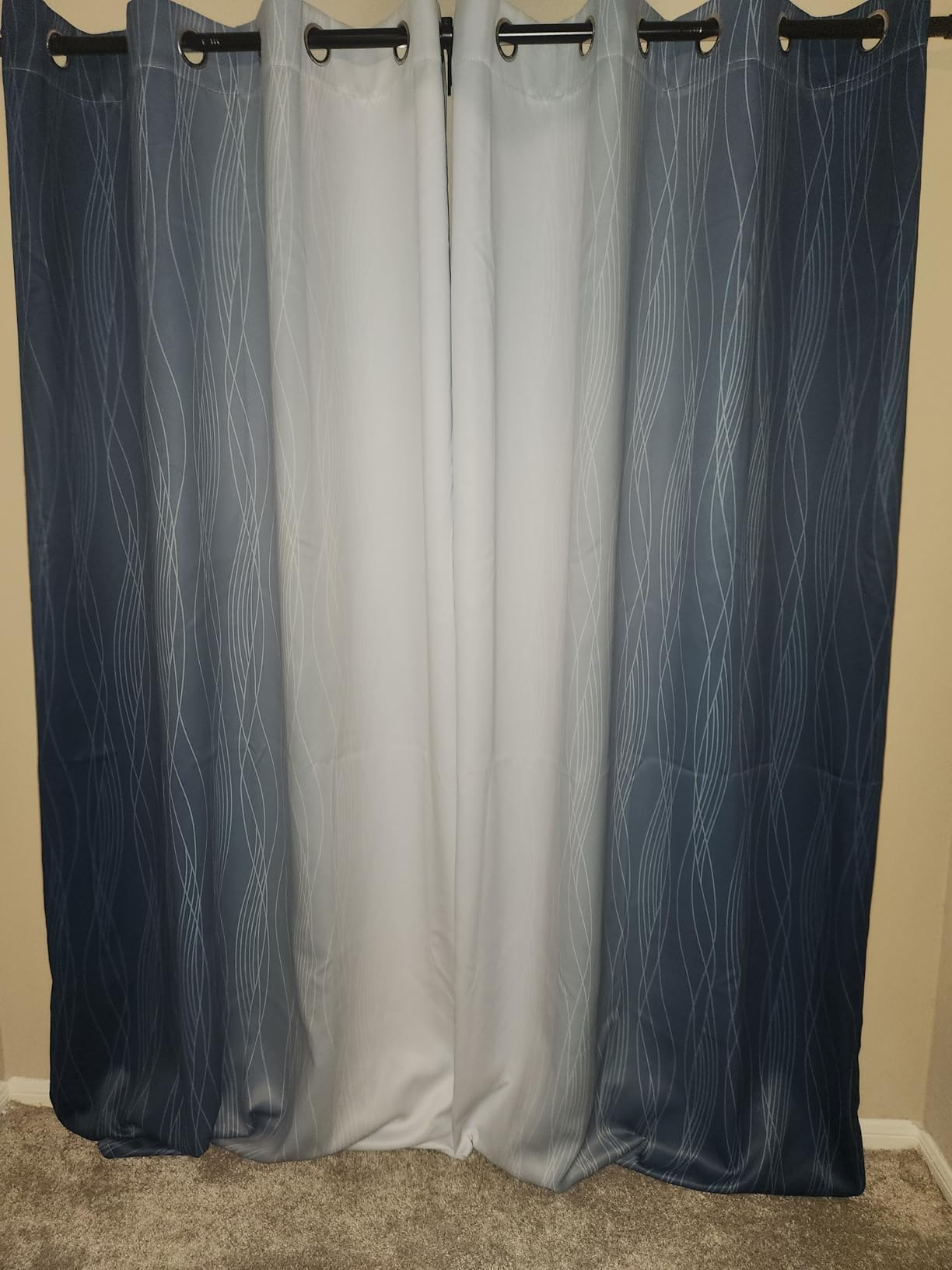 Estelar Textiler Thermal Insulated Blackout Curtains for Bedroom, Ombre Black and Greyish White Blackout Drapes for Living Room, Gradient Full Light Blocking Energy Saving Curtains, 52Wx84L, 2 Panels customer photo 2