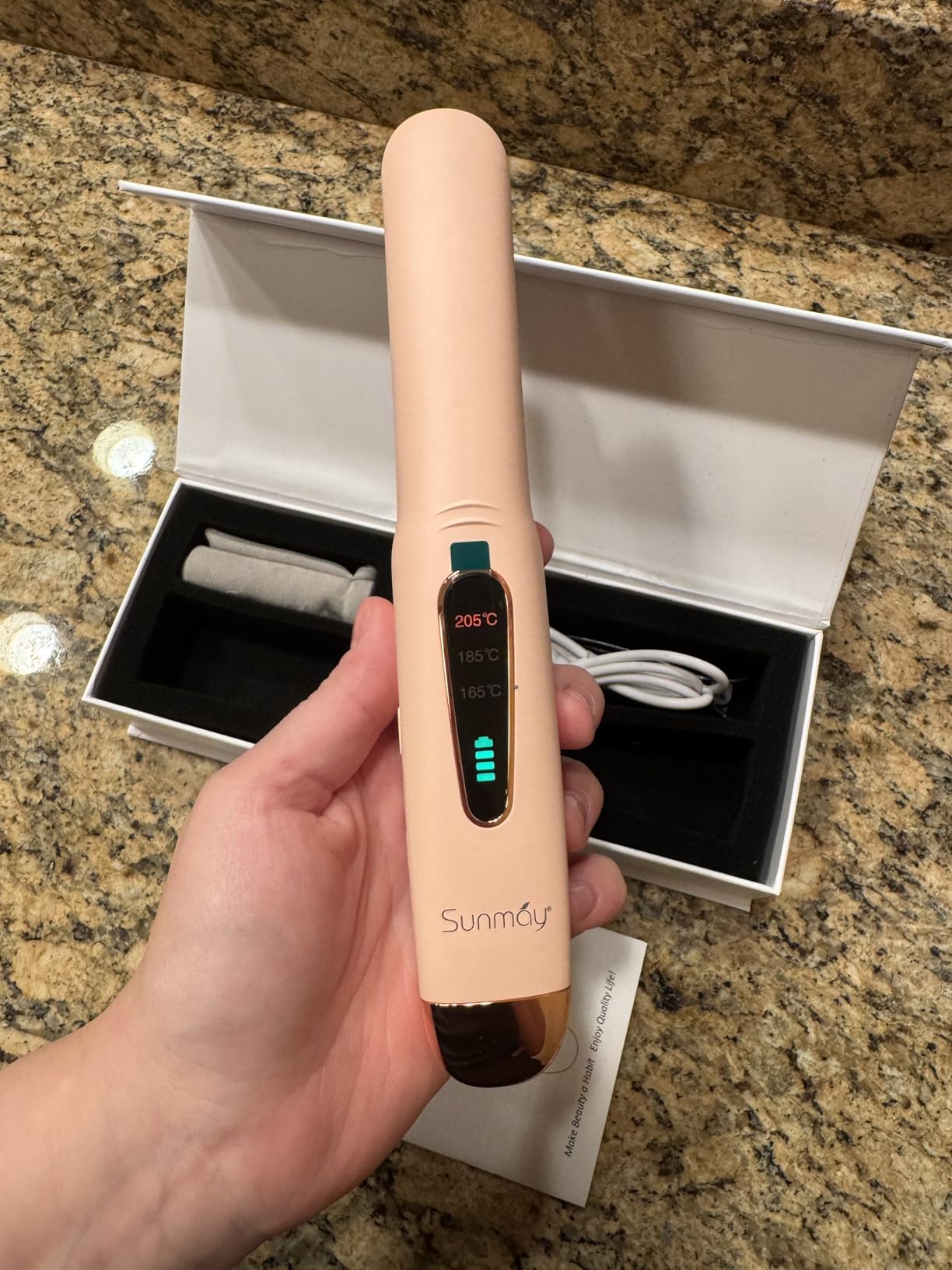 SUNMAY Cordless Hair Straightener, Titanium Portable Straightener for Travel, Dual Voltage Cordless Flat Iron Hair Straightener 2 in 1 with Comb & Clip for Women, Heat-up in Seconds, USB-C Fast Charge customer photo 2