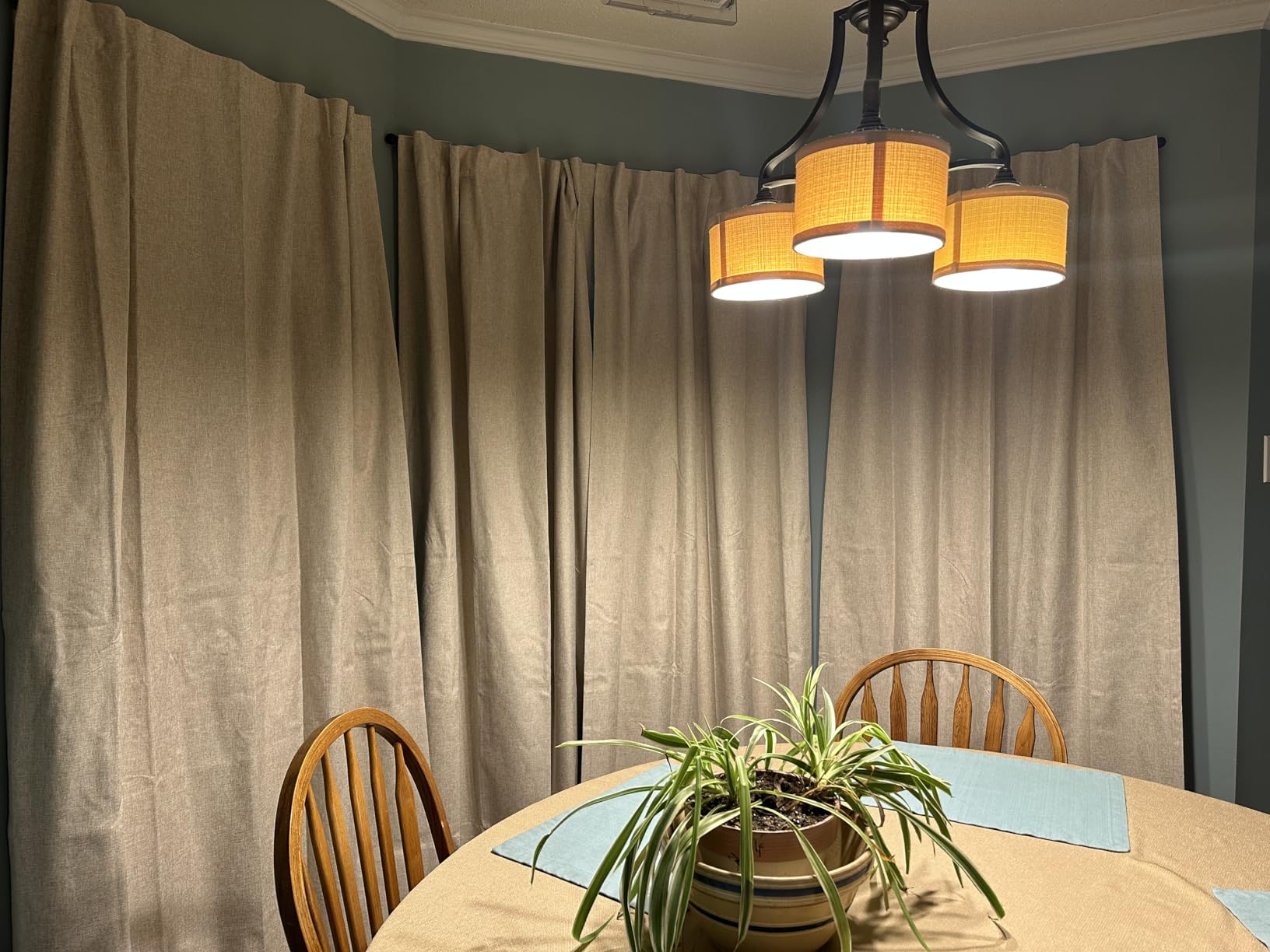 INOVADAY 100% Blackout Curtains 84 Inches Long 2 Panels Set, Back Tab/Rod Pocket Linen Blackout Curtains for Bedroom, Thermal Insulated Window Drapes - Cream, W50 X L84 customer photo 1
