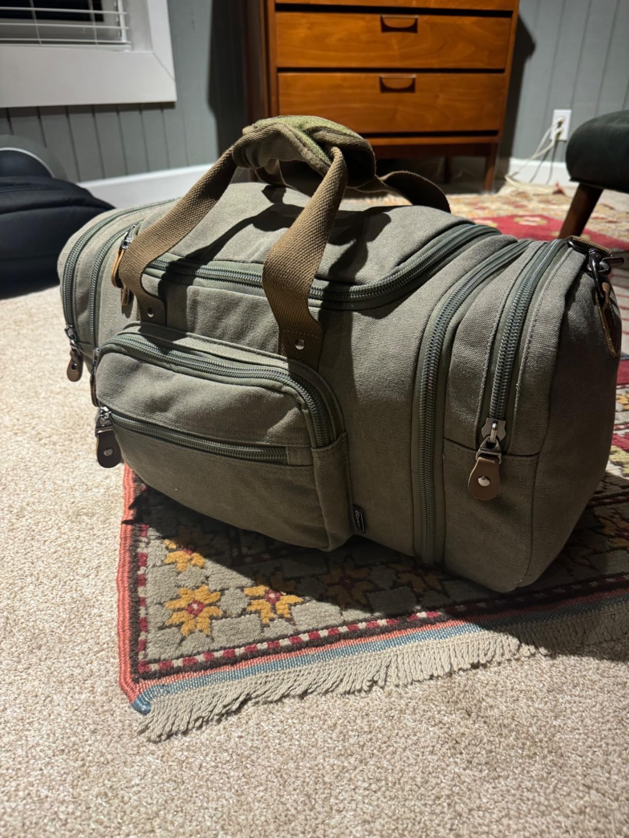 Canvas Duffle Bag for Travel 50L Expandable Duffel Weekend Overnight Bag men (Dark Gray) customer photo 1
