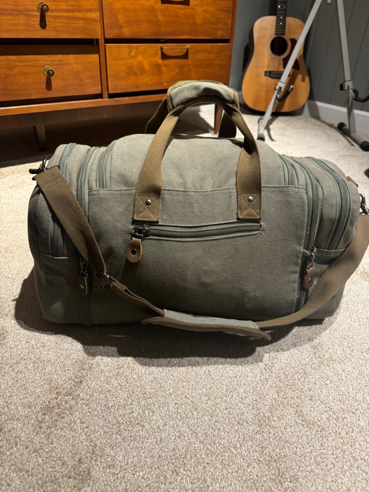 Canvas Duffle Bag for Travel 50L Expandable Duffel Weekend Overnight Bag men (Dark Gray) customer photo 2