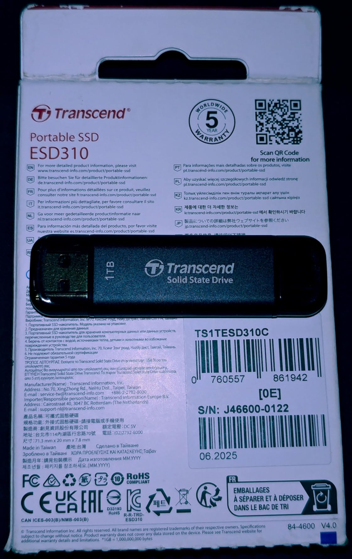 Transcend ESD310 1TB External SSD, Up to 1,050MB/s, Dual USB Drive for iPhone17,16,15, iPad&Mac/Pixel10/Tesla/Steam Deck/ROG Ally/MSI Claw/Android/PS5, 2-in-1 Type C &A, USB 3.2 Gen2 Portable SSD customer photo 1