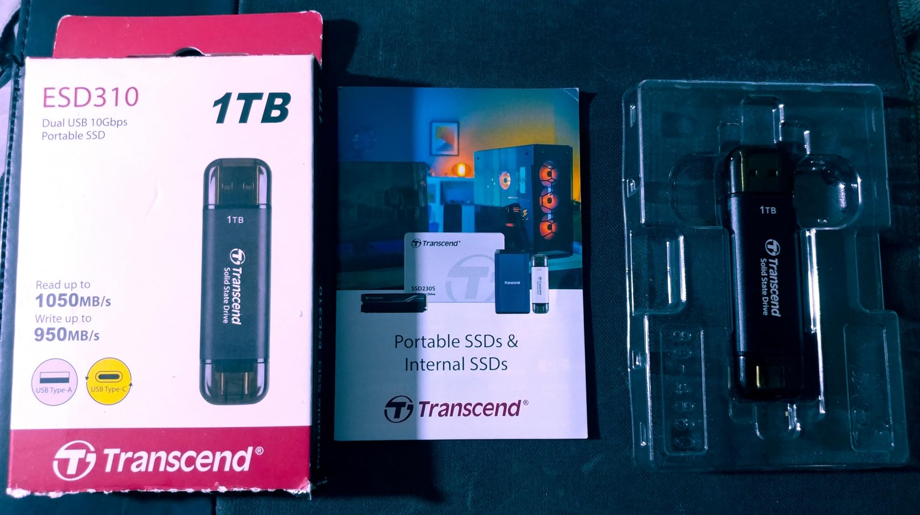 Transcend ESD310 1TB External SSD, Up to 1,050MB/s, Dual USB Drive for iPhone17,16,15, iPad&Mac/Pixel10/Tesla/Steam Deck/ROG Ally/MSI Claw/Android/PS5, 2-in-1 Type C &A, USB 3.2 Gen2 Portable SSD customer photo 2