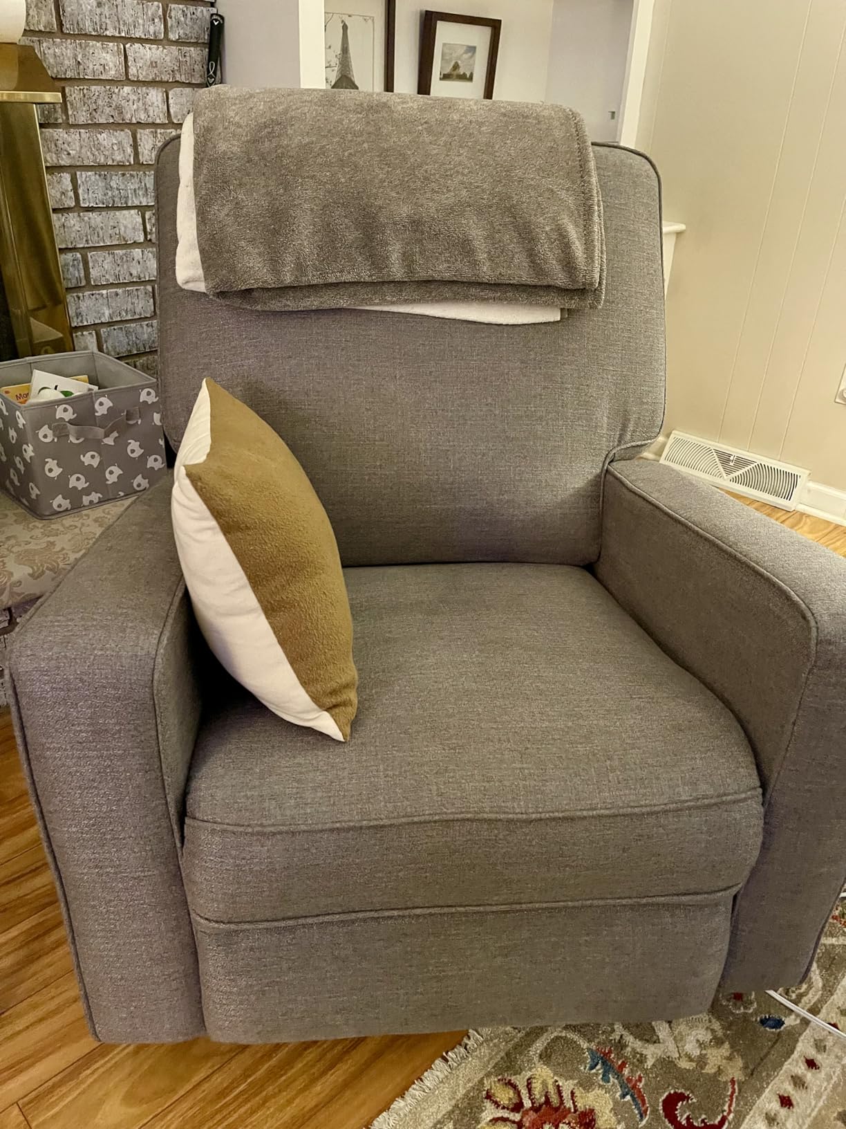Harkawon Swivel Rocker Recliner Chair, Glider Rocker Recliner, Beige Fabric Chair with High Back, Deep Seat, for Living Room, Bedroom, Nursery customer photo 2