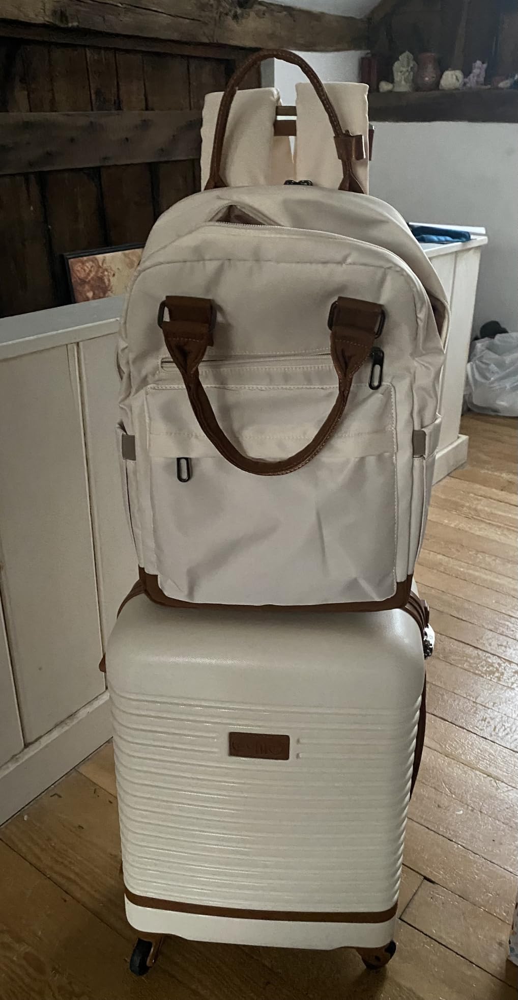 Coolife Suitcase Set 3 Piece Luggage Set Carry On Travel Luggage TSA Lock Spinner Wheels Hardshell Lightweight Luggage Set(White, 3 piece set (BP/TB/20)) customer photo 2