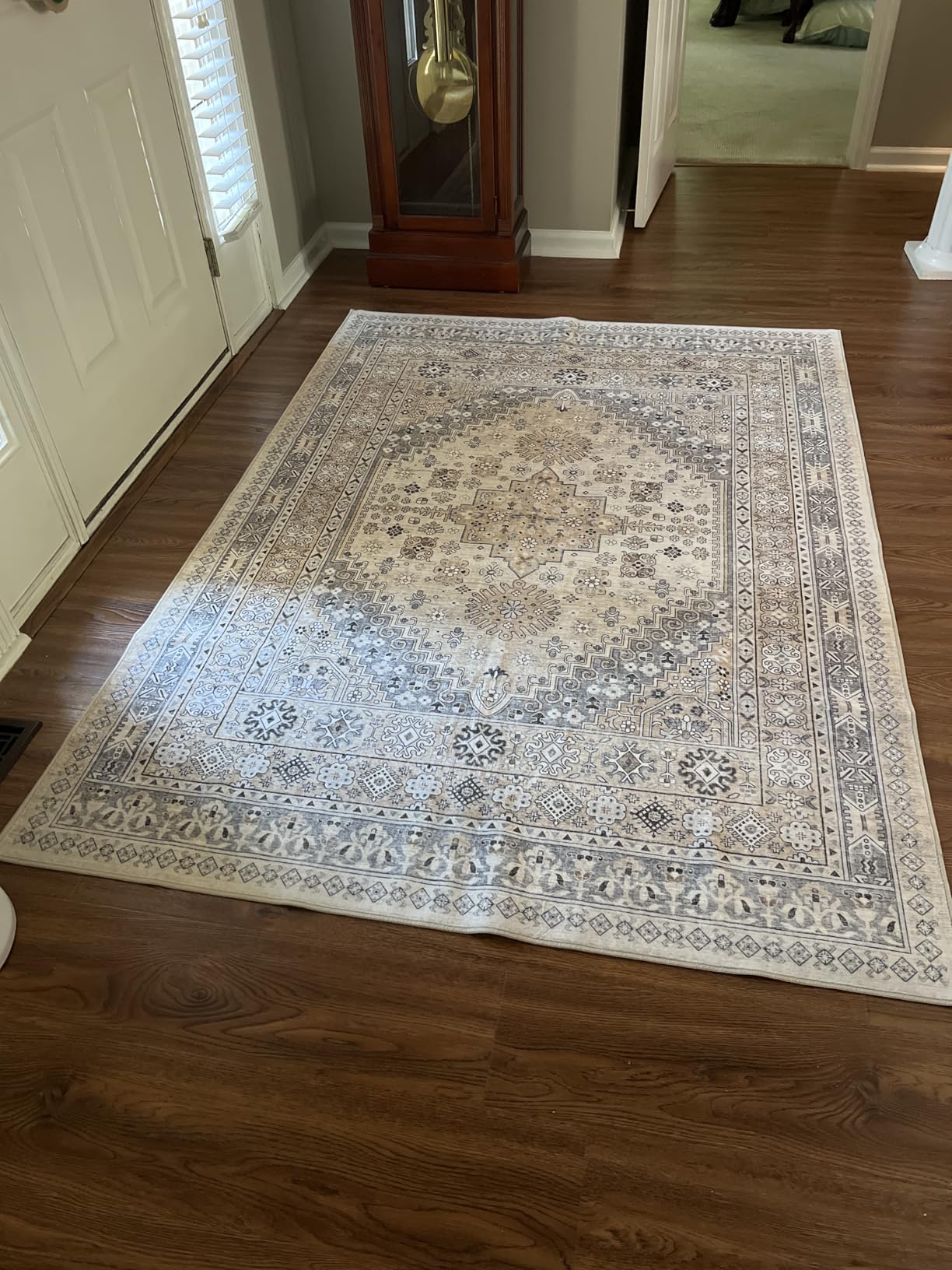 zesthome 5x7 Area Rugs - Ultra-Thin Washable Rug, Stain Resistant Anti Slip Backing Rugs for Living Room, Bedroom, Vintage Home Decor Area Rug (Orange, 5'x7') customer photo 2