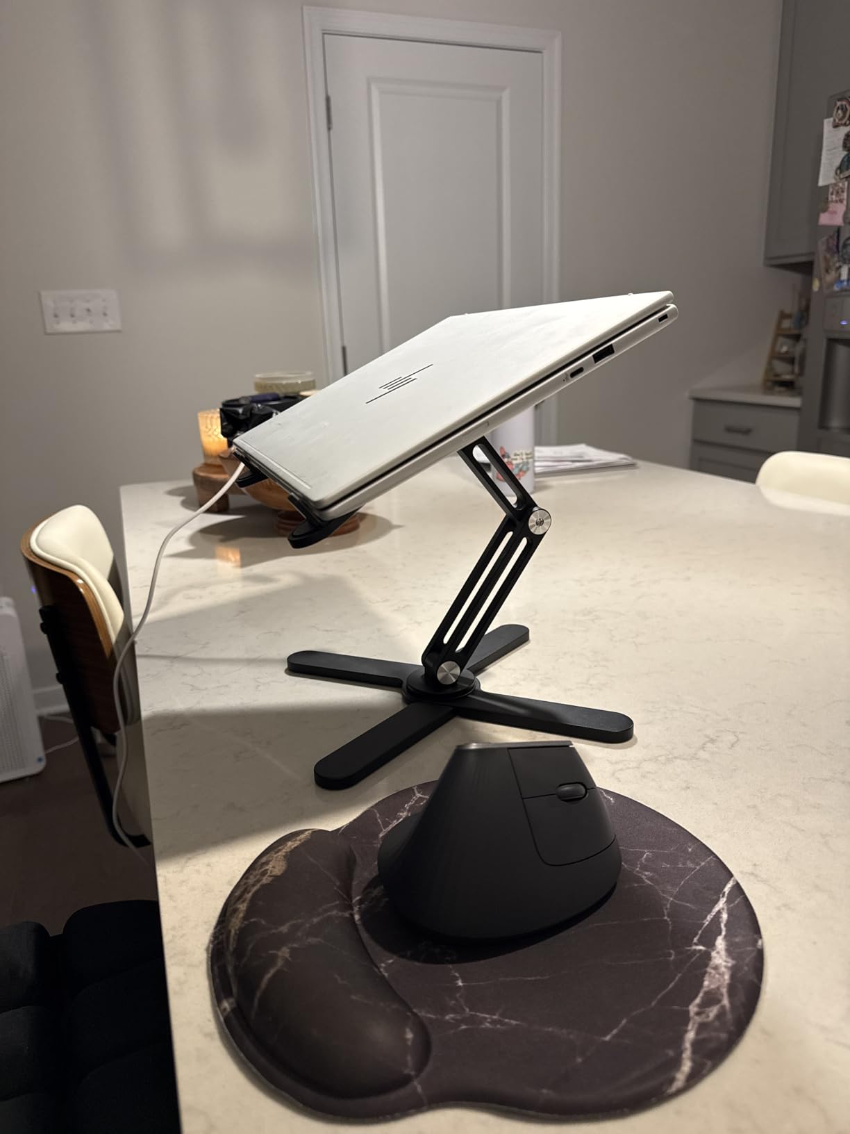 Moallia N86 360 Rotating Laptop Stand, Adjustable Height & Angle, Ergonomic Metal Riser for Desk Collaborative Work, Fully Foldable for Easy Storage, Fits All MacBook & Laptops up to 16 inches, Silver customer photo 2