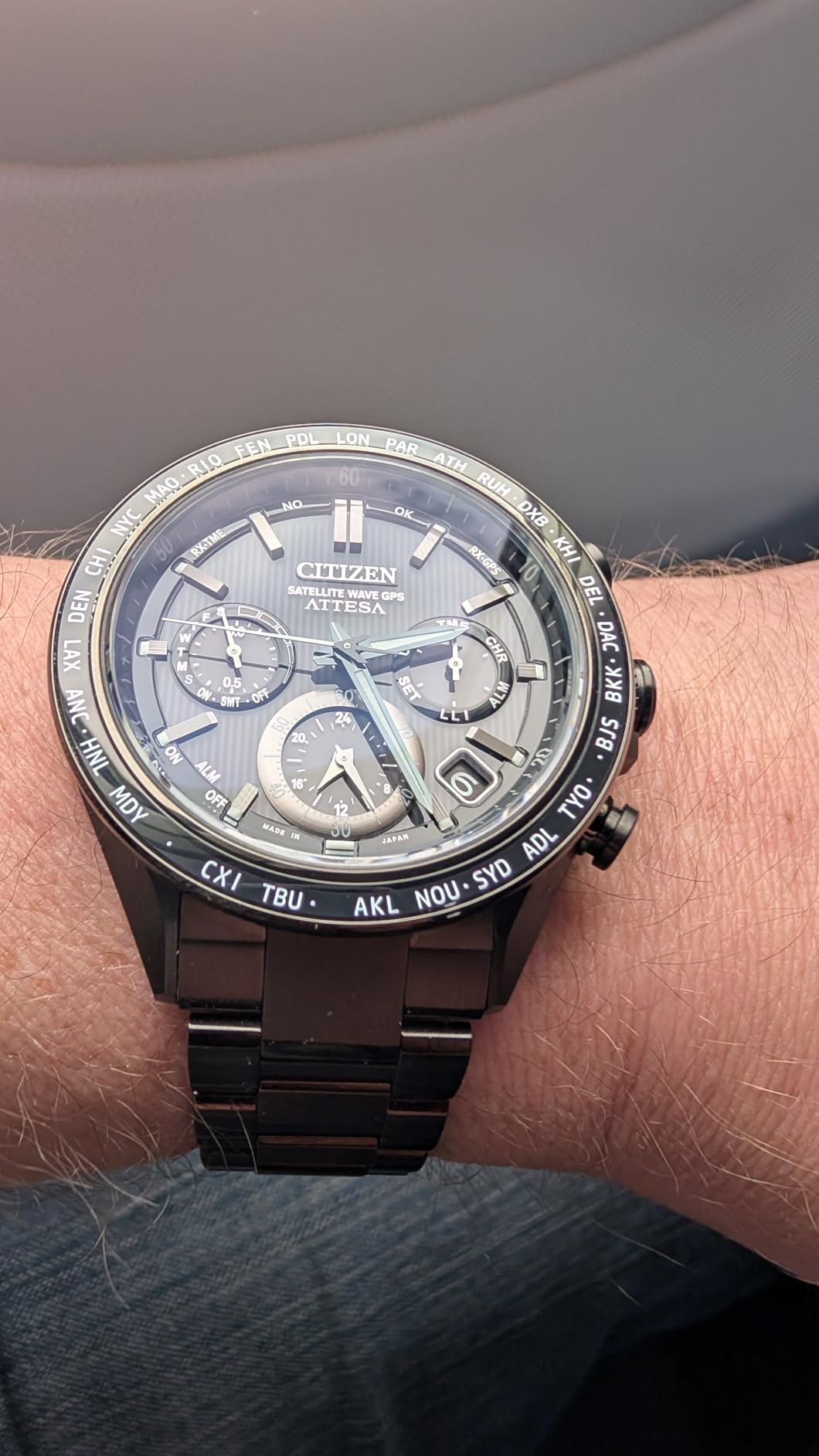 Citizen Eco-Drive Attesa Satellite Wave GPS Chronograph, Black Super Titanium with DLC Coated Case & Bracelet, Black Dial customer photo 1
