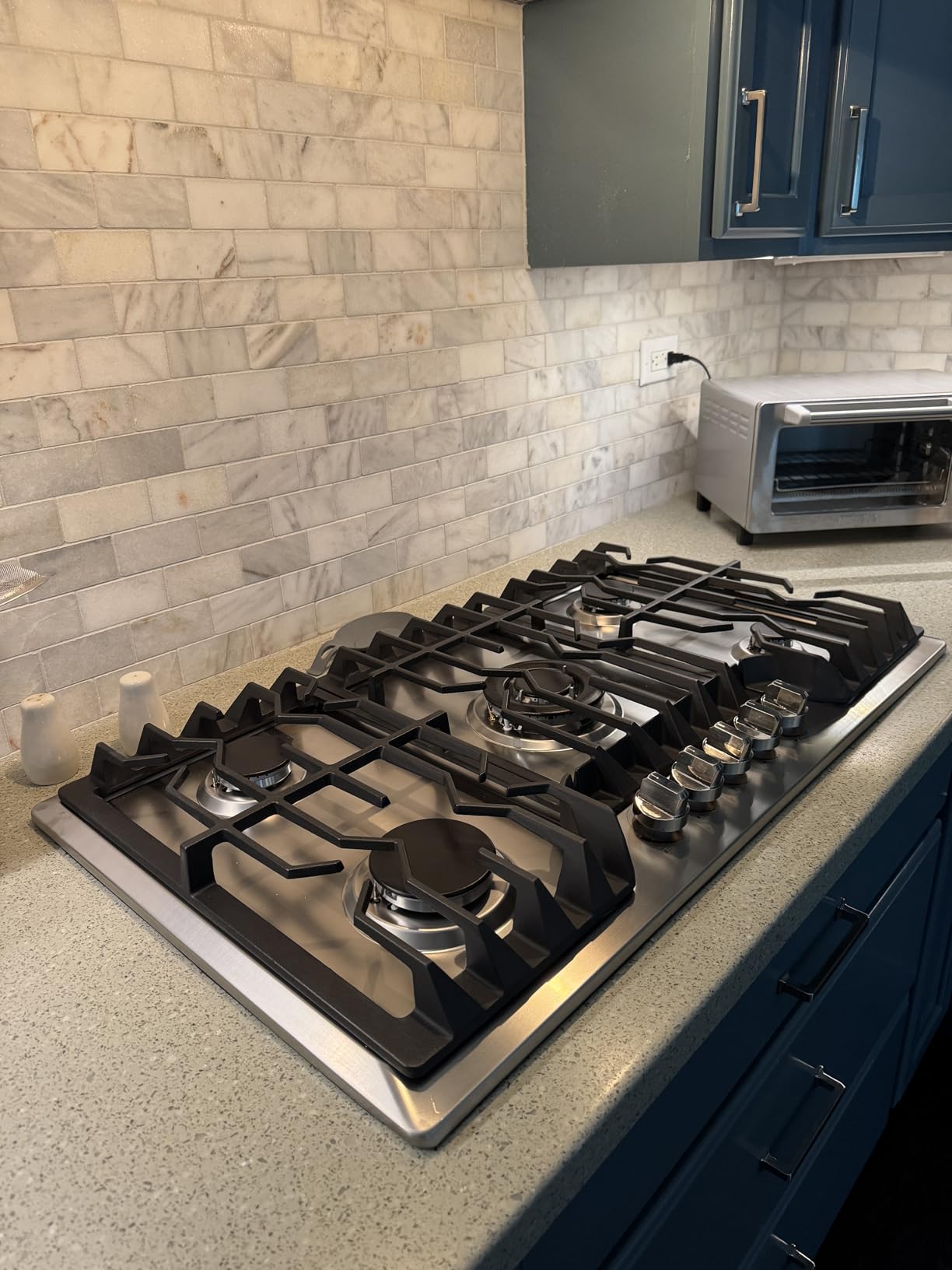 TOPWISH 36 Inch Gas Cooktop, Propane Stove Top with 5 ITALY SABAF Sealed Burners 41,800BTU, NG/LPG Convertible Built-in Stainless Steel Stovetop with Thermocouple Protection customer photo 2