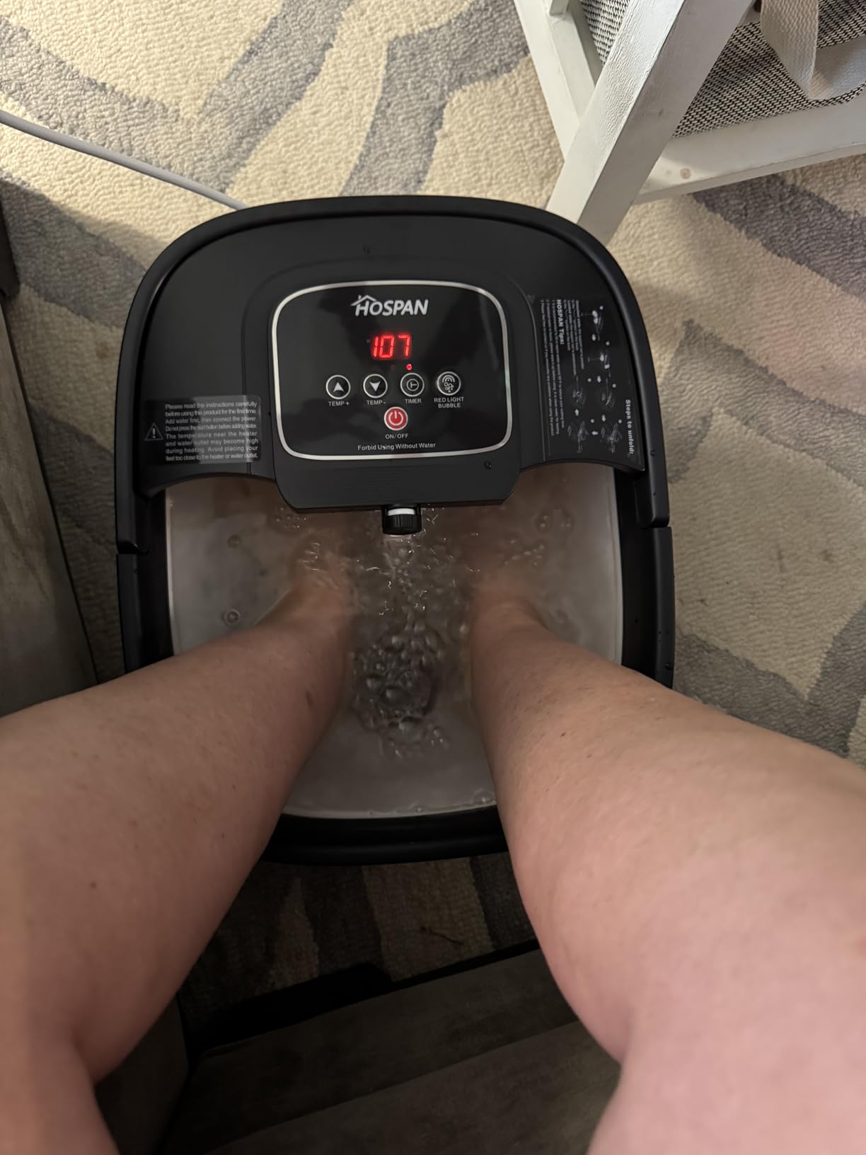 HOSPAN Collapsible Foot Spa with Heat, Bubble, Red Light, and Temperature Control, Foot Bath Massager with 8 Shiatsu Massage Rollers, Pedicure Foot Spa for Relaxation and Stress Relief customer photo 1