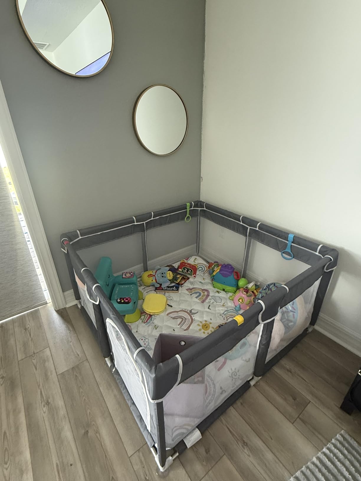 Orian Baby Playpen 50x50 Large Play Yard for Babies and Toddlers, Indoor Outdoor Playpen, Sturdy Baby Play Pen with Mesh Sides, Safe Baby Fence Play Area, Assembly Required/Not Portable, w Storage Bag customer photo 1