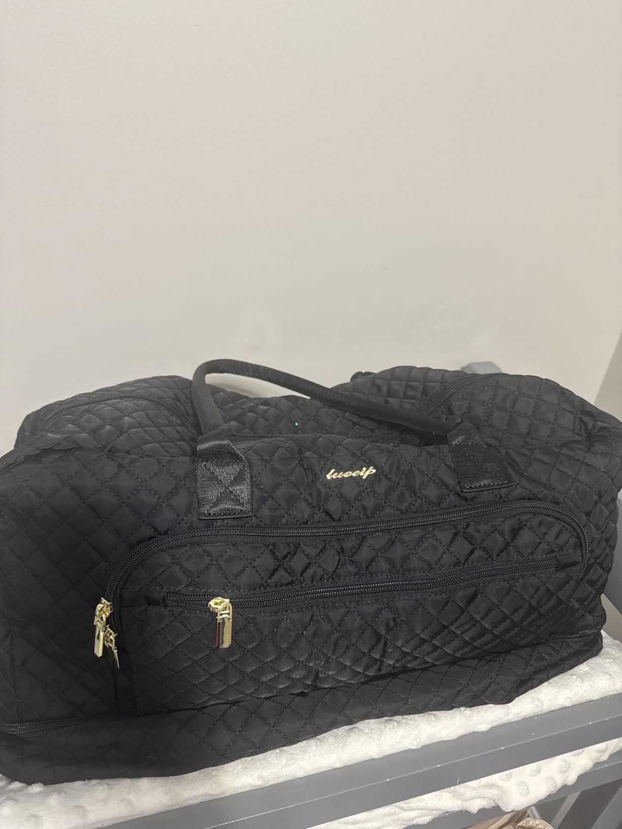 LUOCIP Large Women Travel Duffle Bag, Carry on Bag with Wet Toiletry Pocket for Overnight, Weekend, Yoga, Gym, Business Trips, Sport and Hospital, Black customer photo 1
