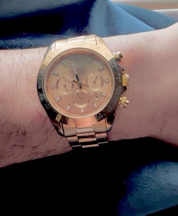 Automatic Gold Watches for Men Luxury Classic Stainless Steel Calendar Luminous Waterproof Watches for Men customer photo 1