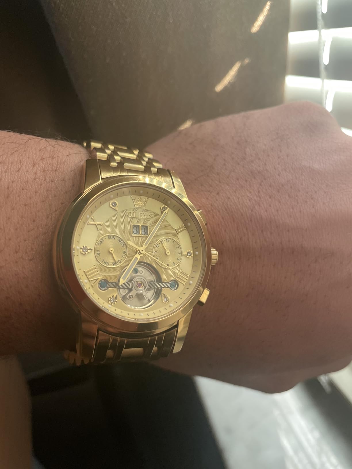 Automatic Gold Watches for Men Luxury Classic Stainless Steel Calendar Luminous Waterproof Watches for Men customer photo 2