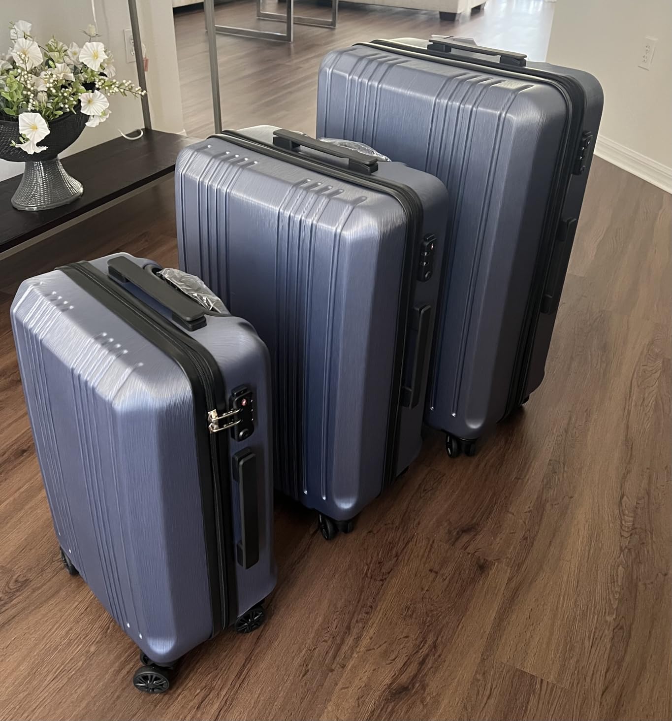 Coolife Luggage PC+ABS Hardshell Suitcase with TSA Lock, Spinner Carry On Lightweight (ice blue, S(20in_carry on)) customer photo 1