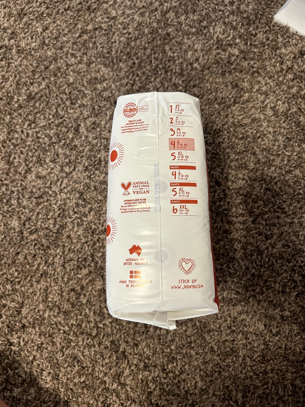 Joonya Baby Diapers, Size 2 S (7-13 lb) - 1 Bag of 30 - Non Toxic, Eco-Friendly, High Absorbency, Overnight Use, Ultra Slim & Soft - Made in Denmark customer photo 1